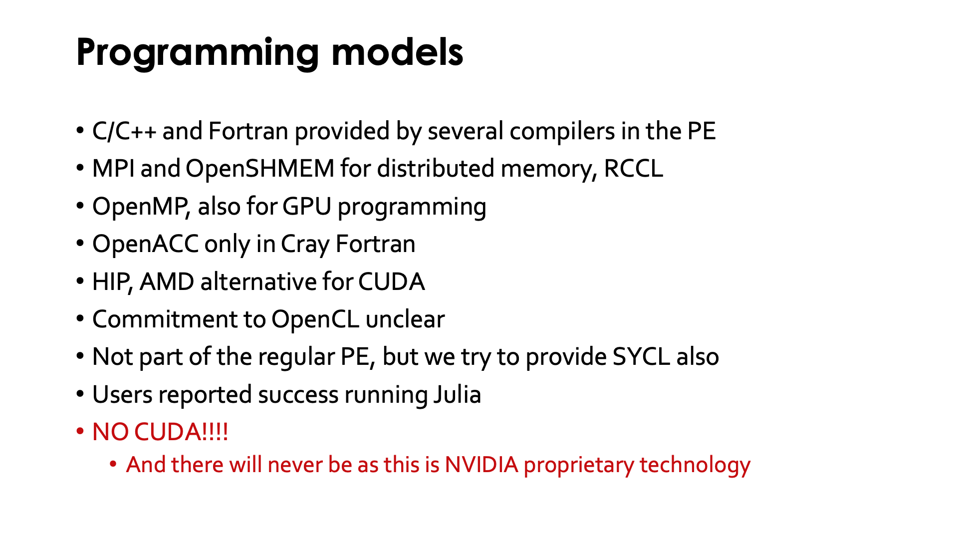 Slide Programming models