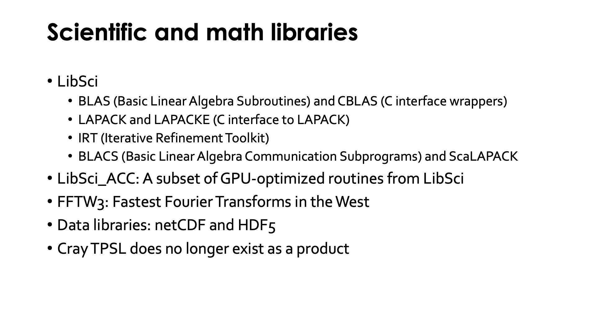 Slide Scientific and math libraries