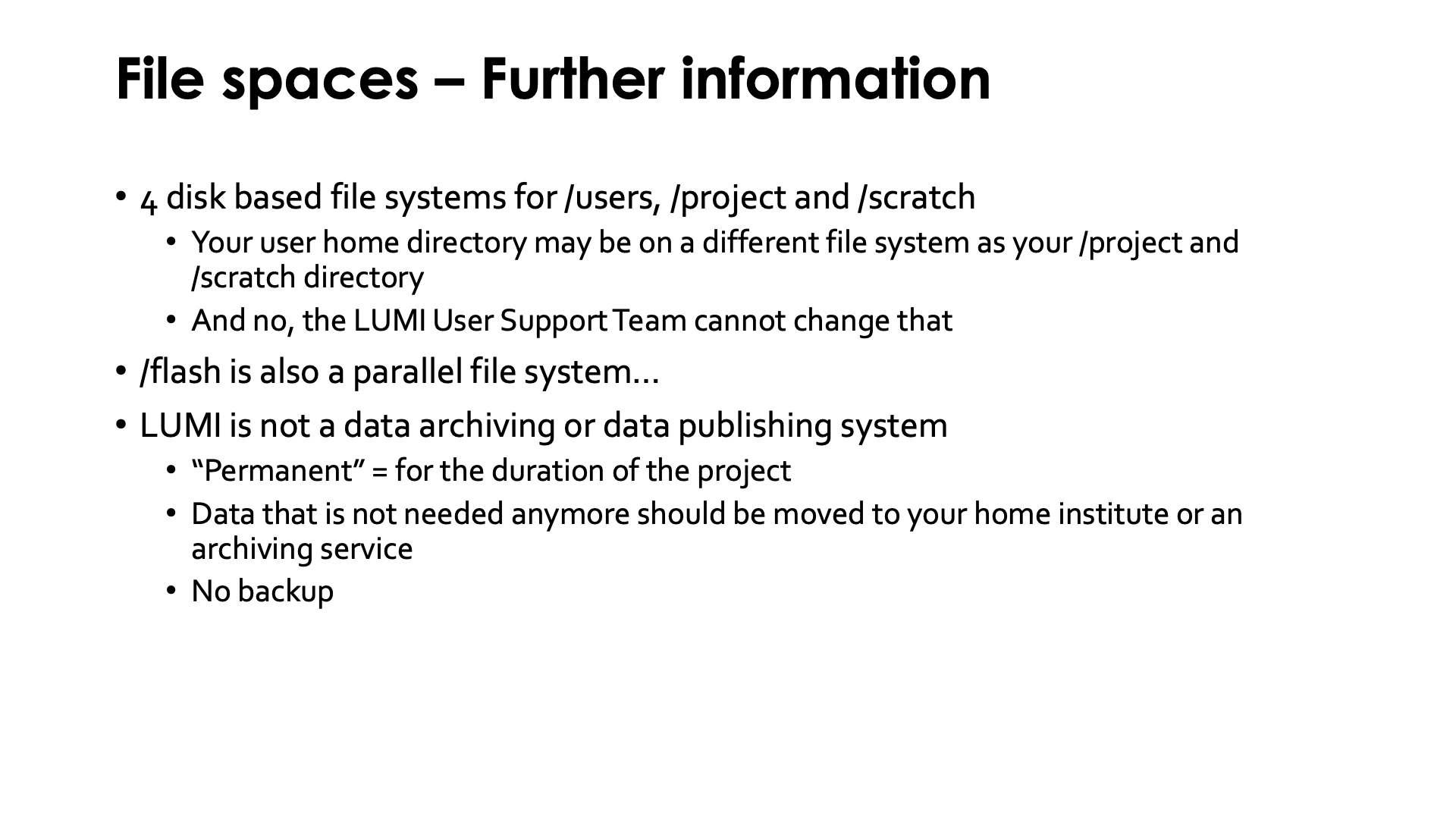 Slide File Spaces Further Information