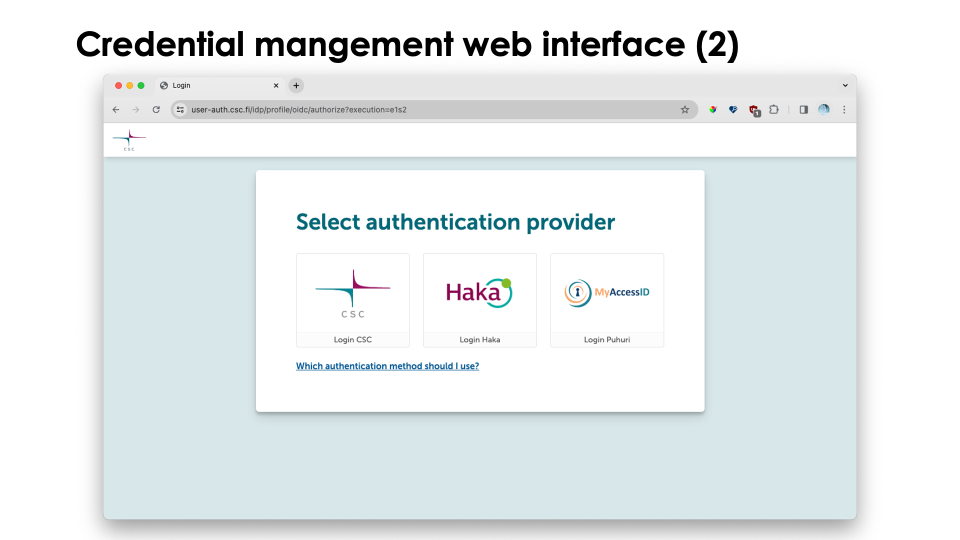 Slide Accessing LUMI-O: Credentials management web interface (2)