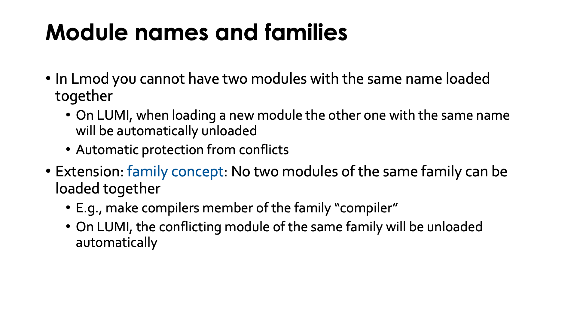 Module names and families