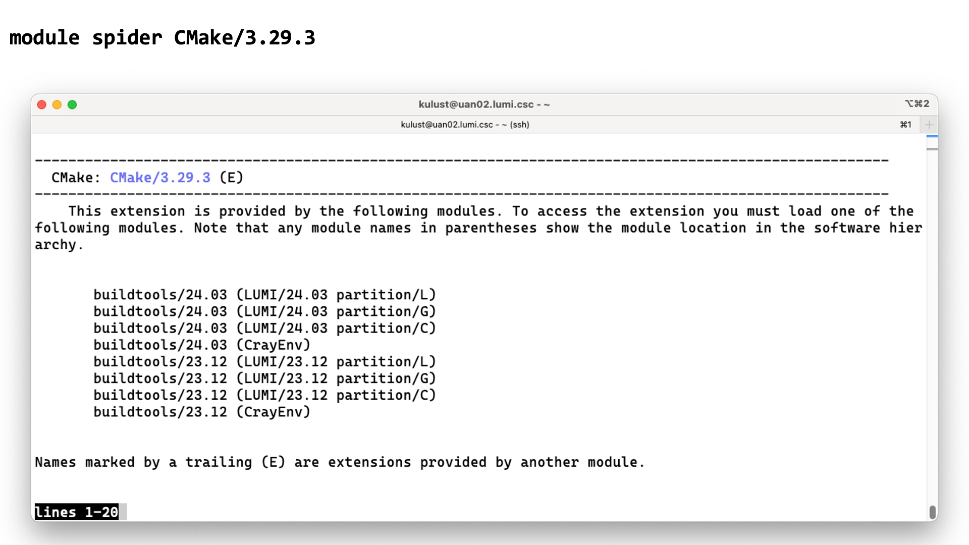 module spider CMake/3.29.3