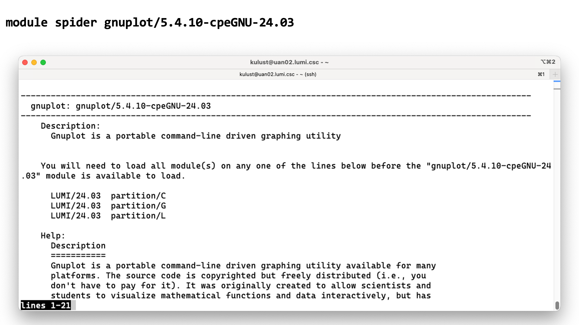 module spider gnuplot/5.4.10-cpeGNU-24.03 screen 1