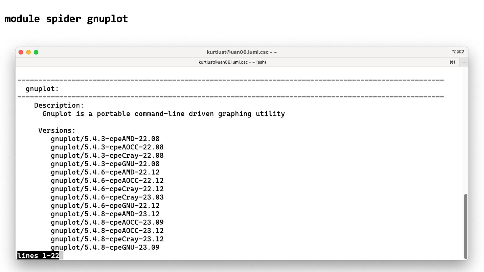 module spider gnuplot screen 1