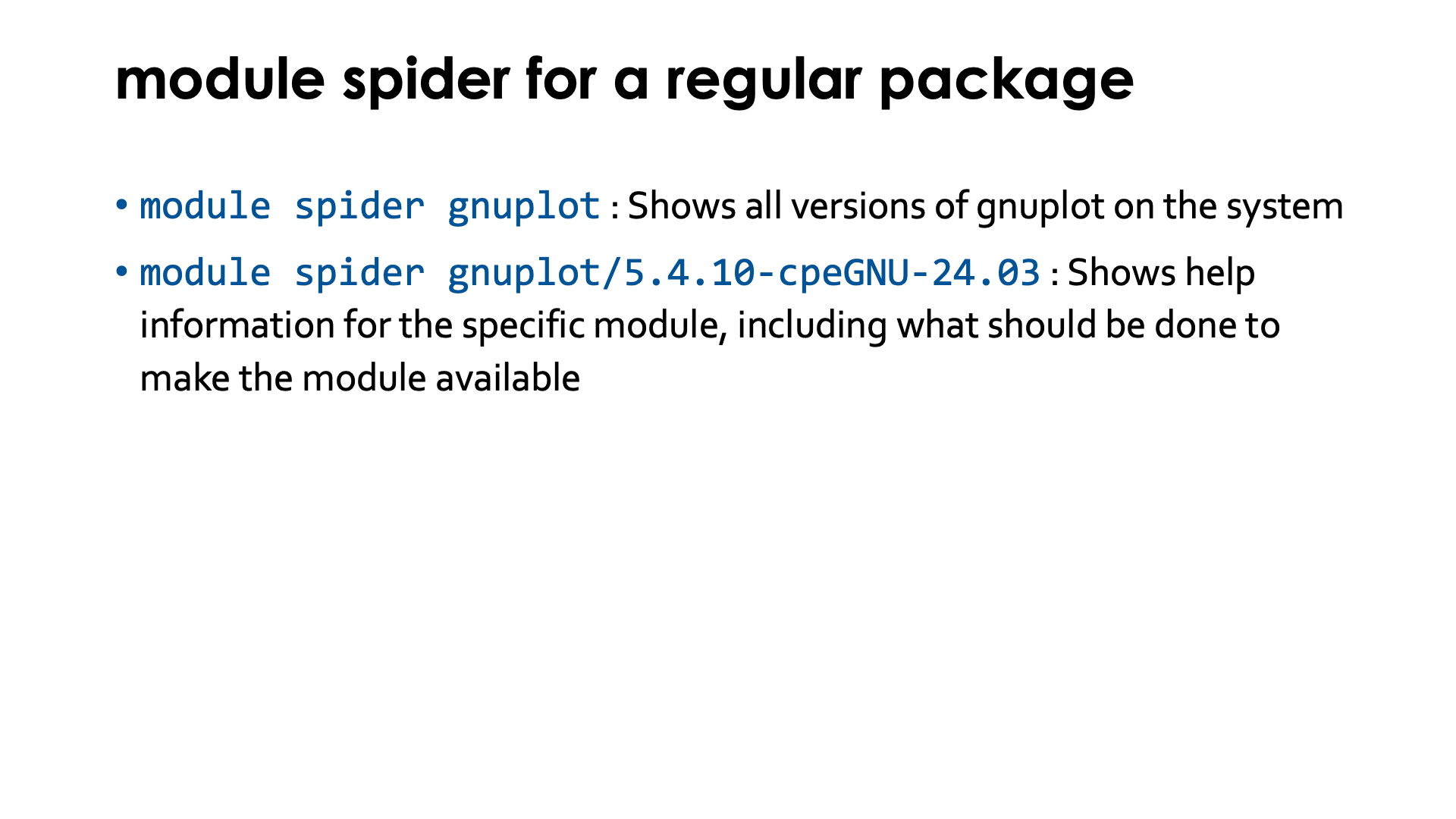 module spider for a regular package