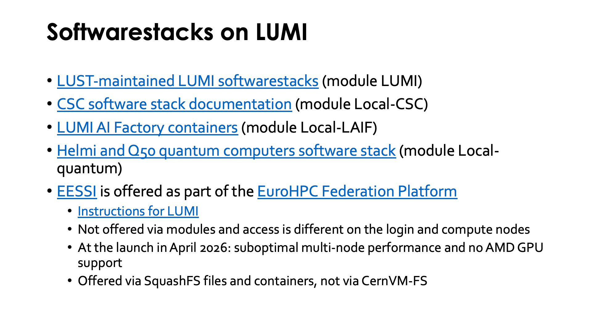 Software stacks on LUMI
