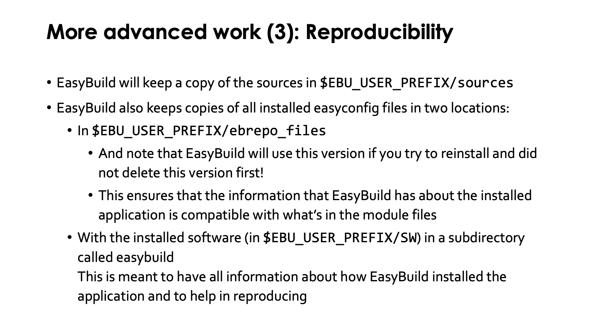 More advanced work (3): Reproducibility