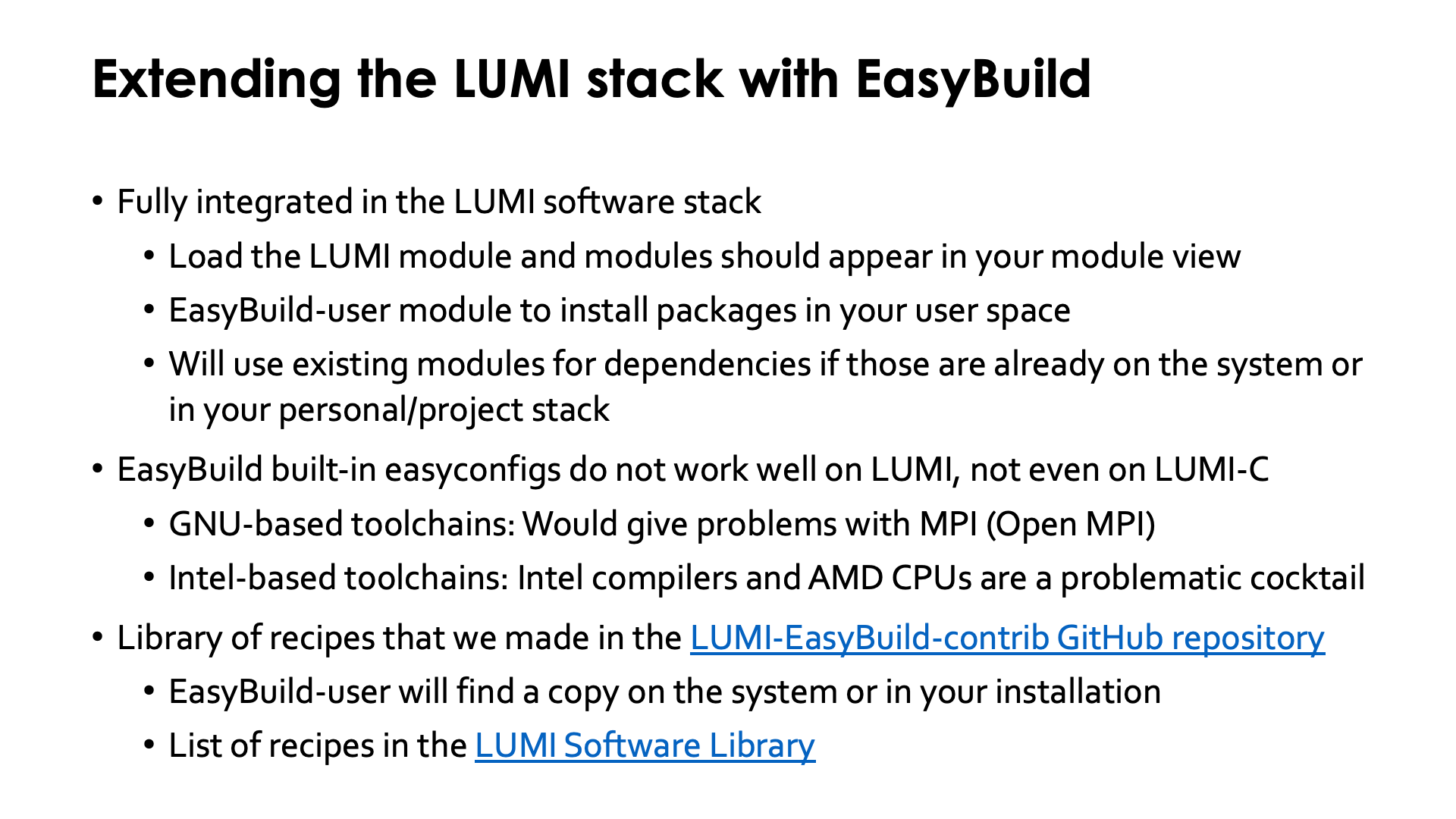 Extending the LUMI stack with EasyBuild