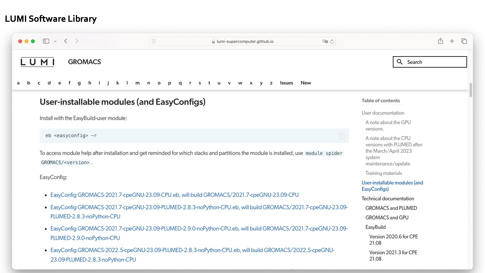 GROMACS in the LUMI Software Library