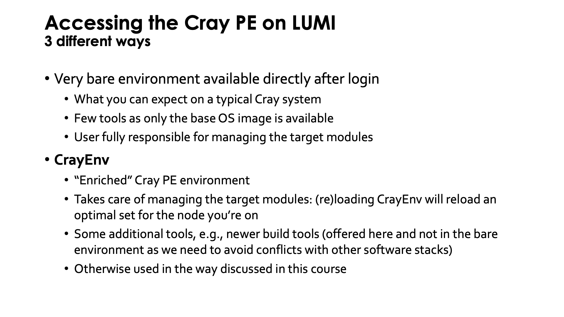 Accessing the Cray PE on LUMI slide 1