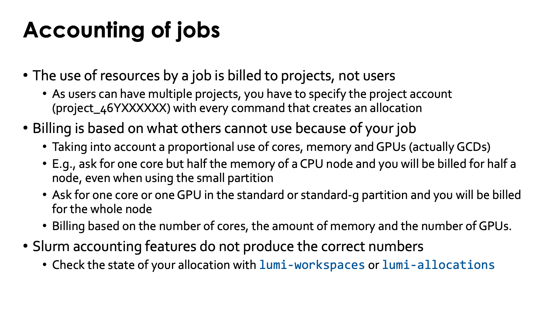 Slide Accounting of jobs