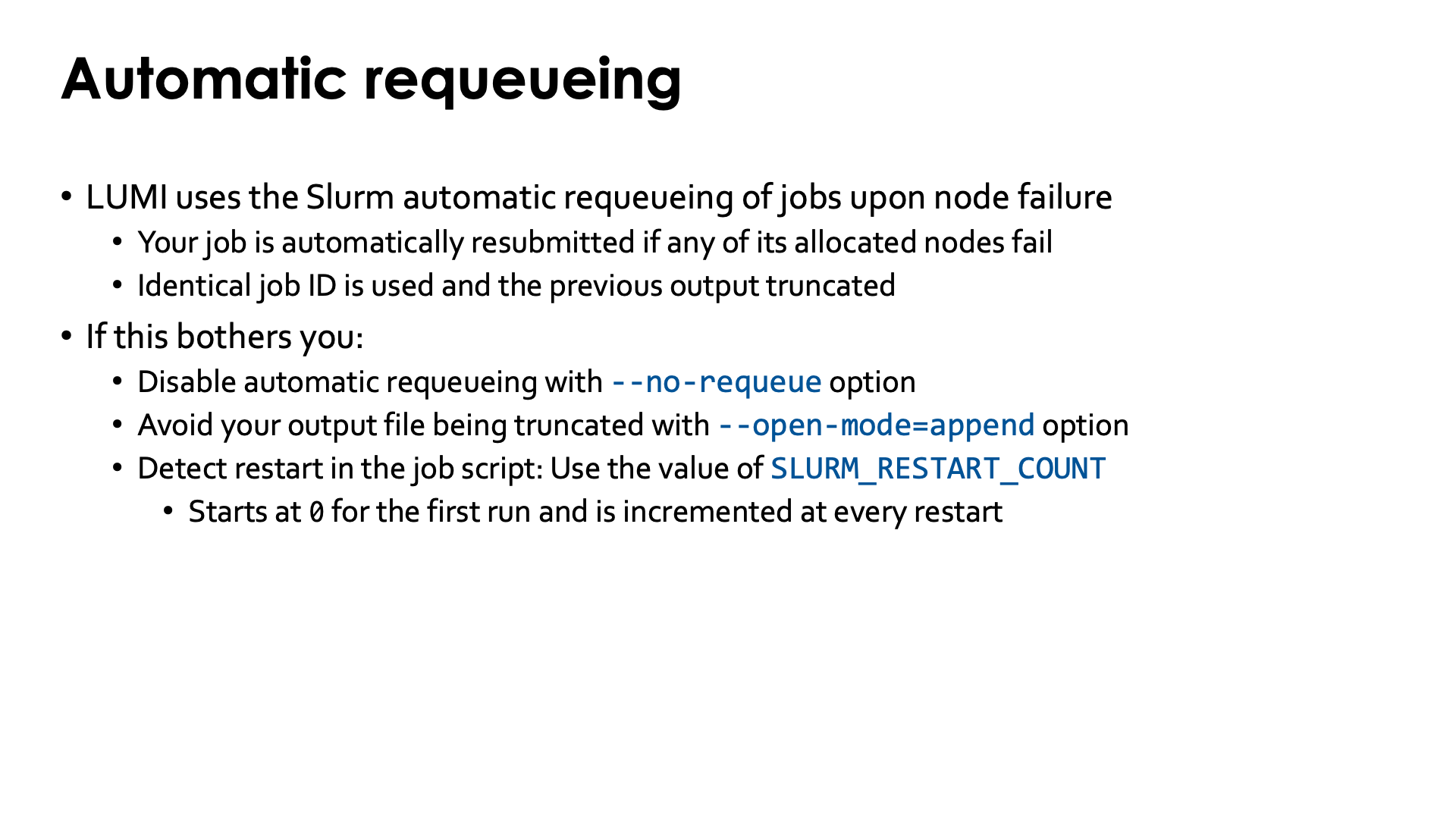 Slide Automatic requeueing