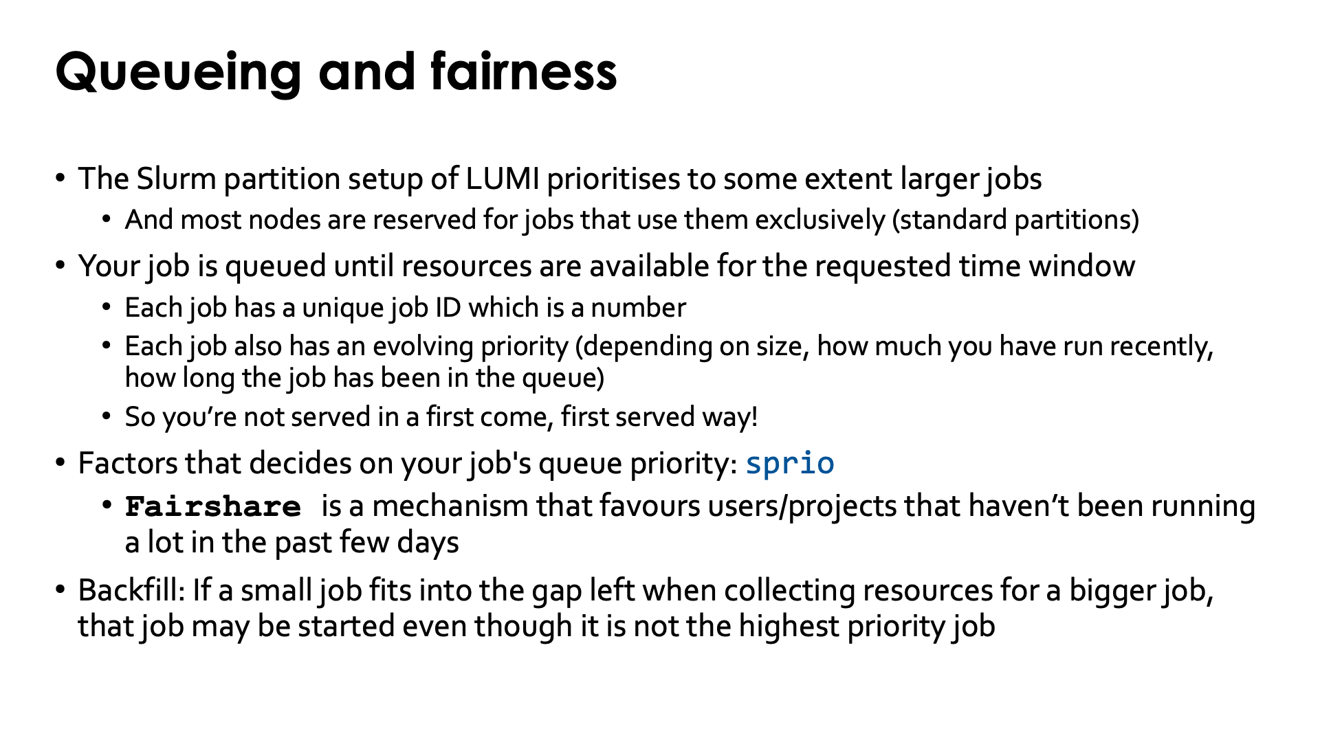 Slide Fairness of queueing