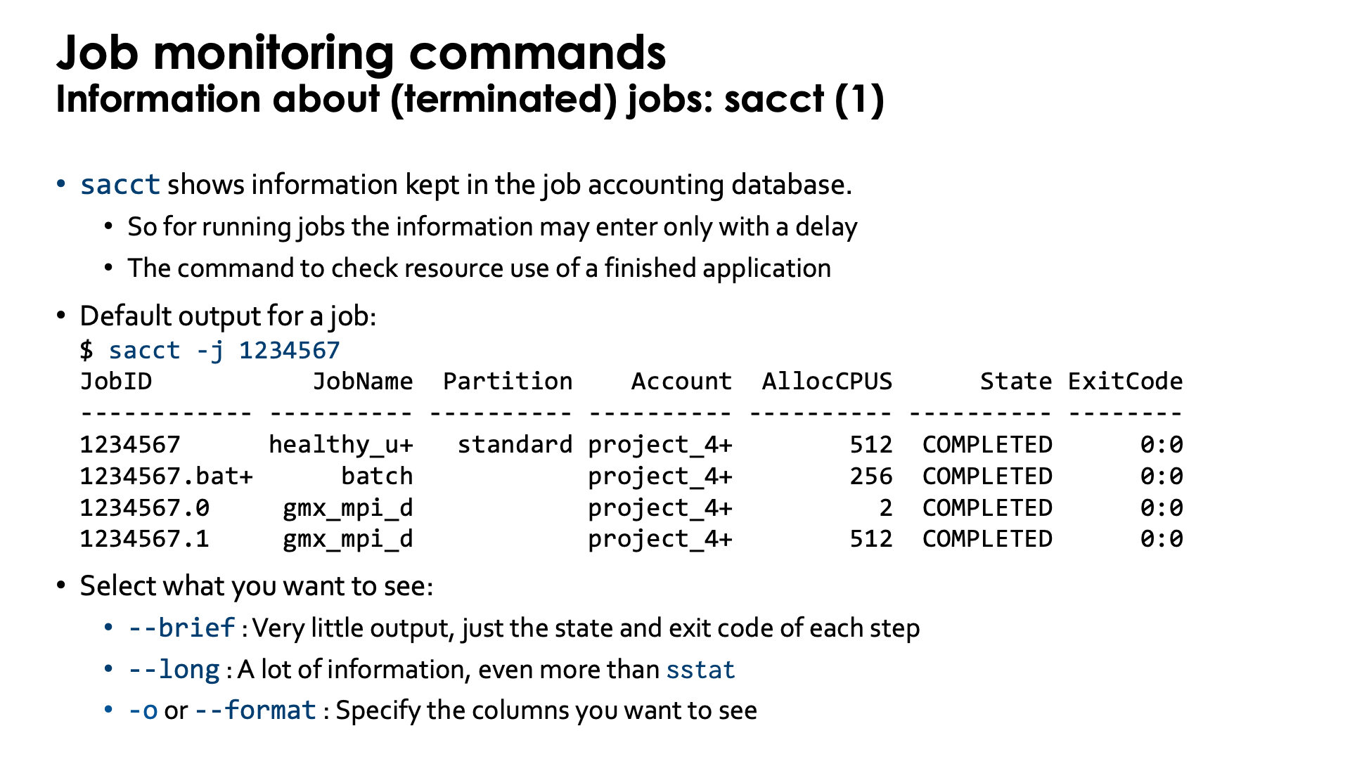 Slide Job information with sacct 1