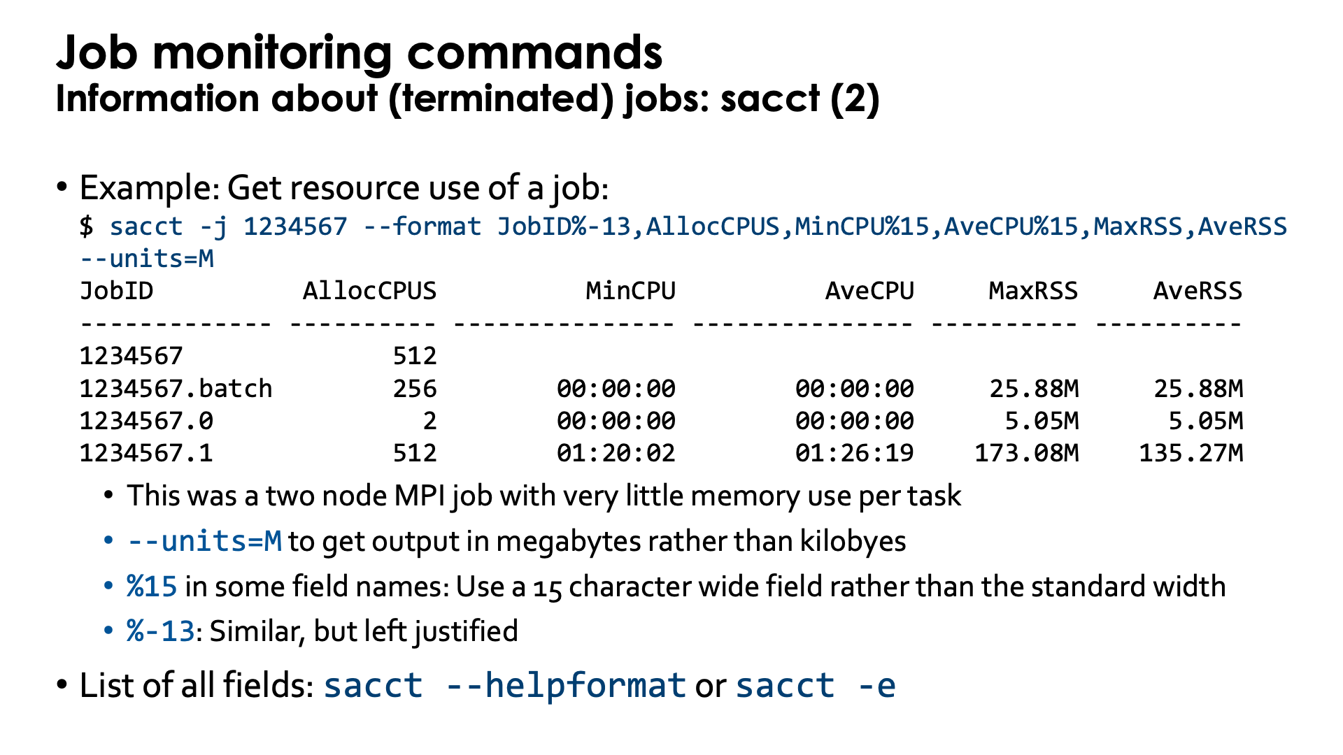 Slide Job information with sacct 2