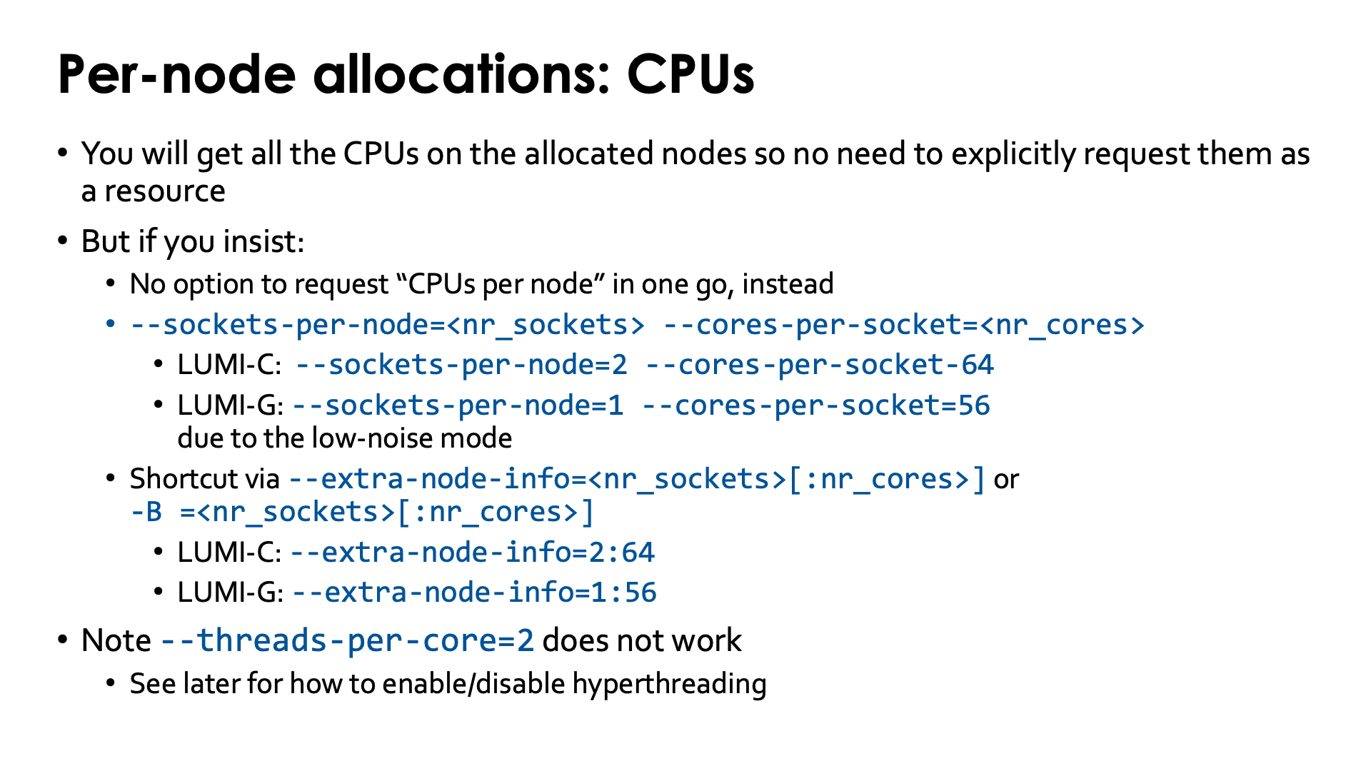 Slide Per-node allocations: CPUs