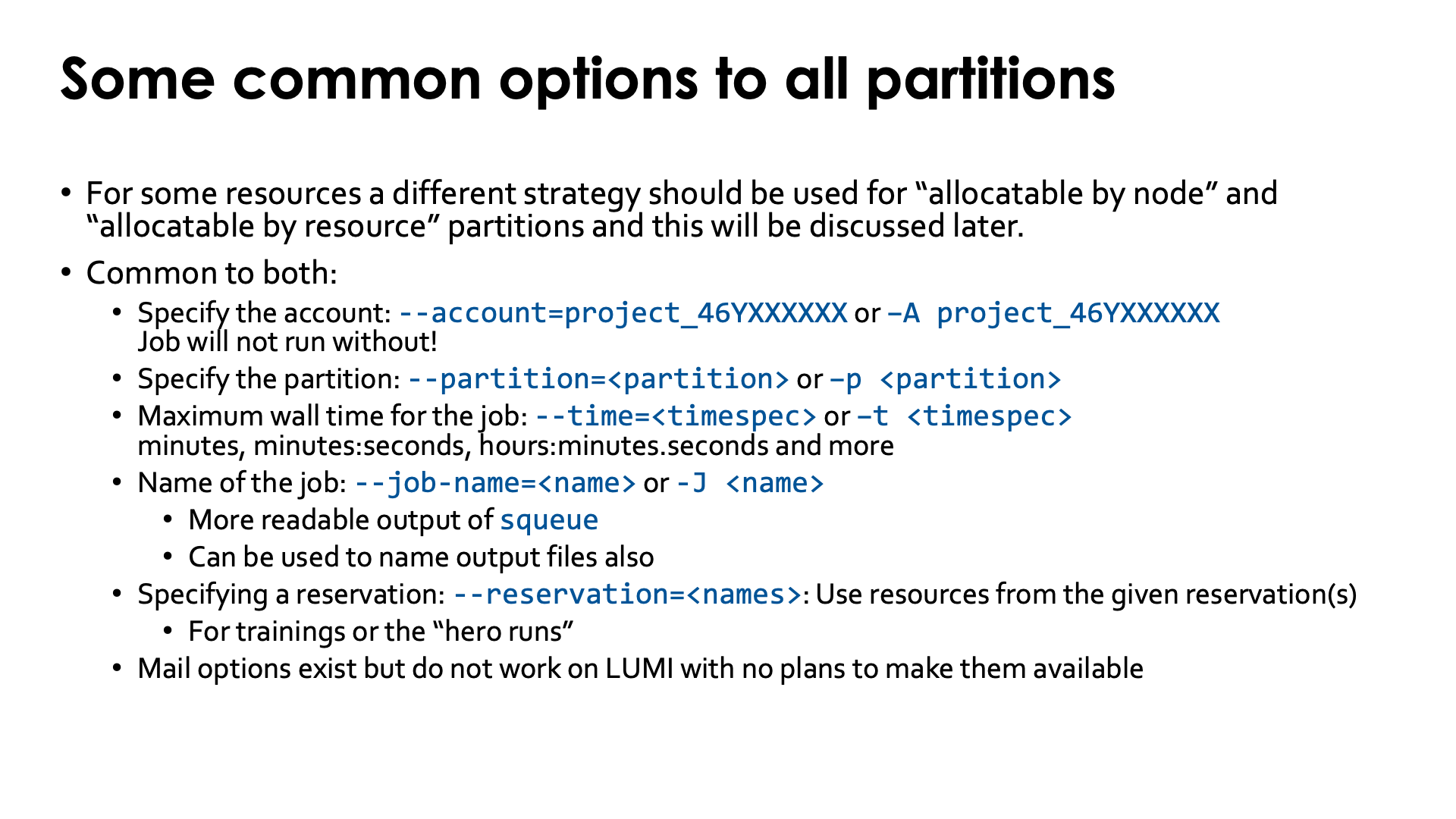 Slide Some common options to all partitions