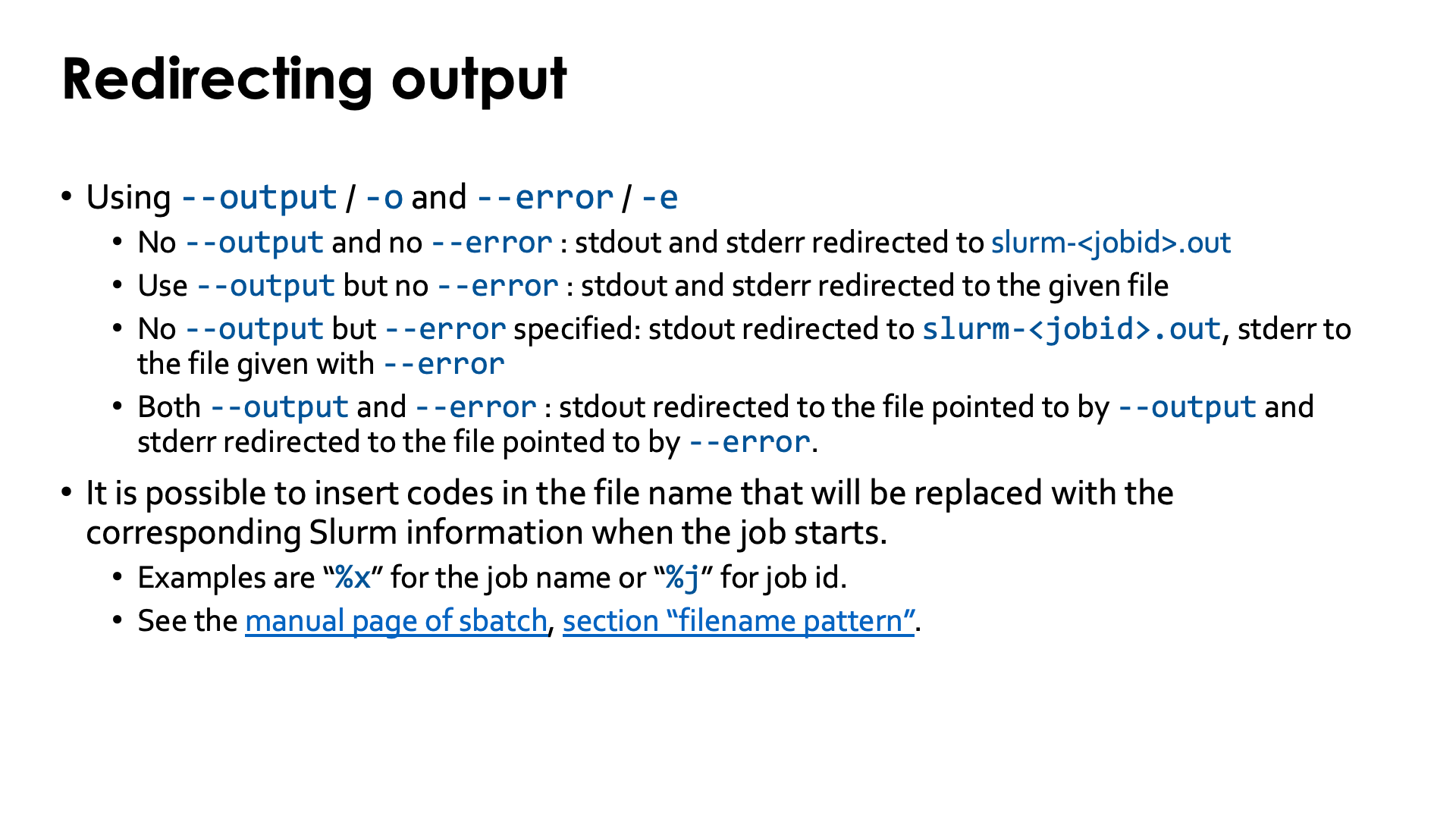 Slide Redirecting output