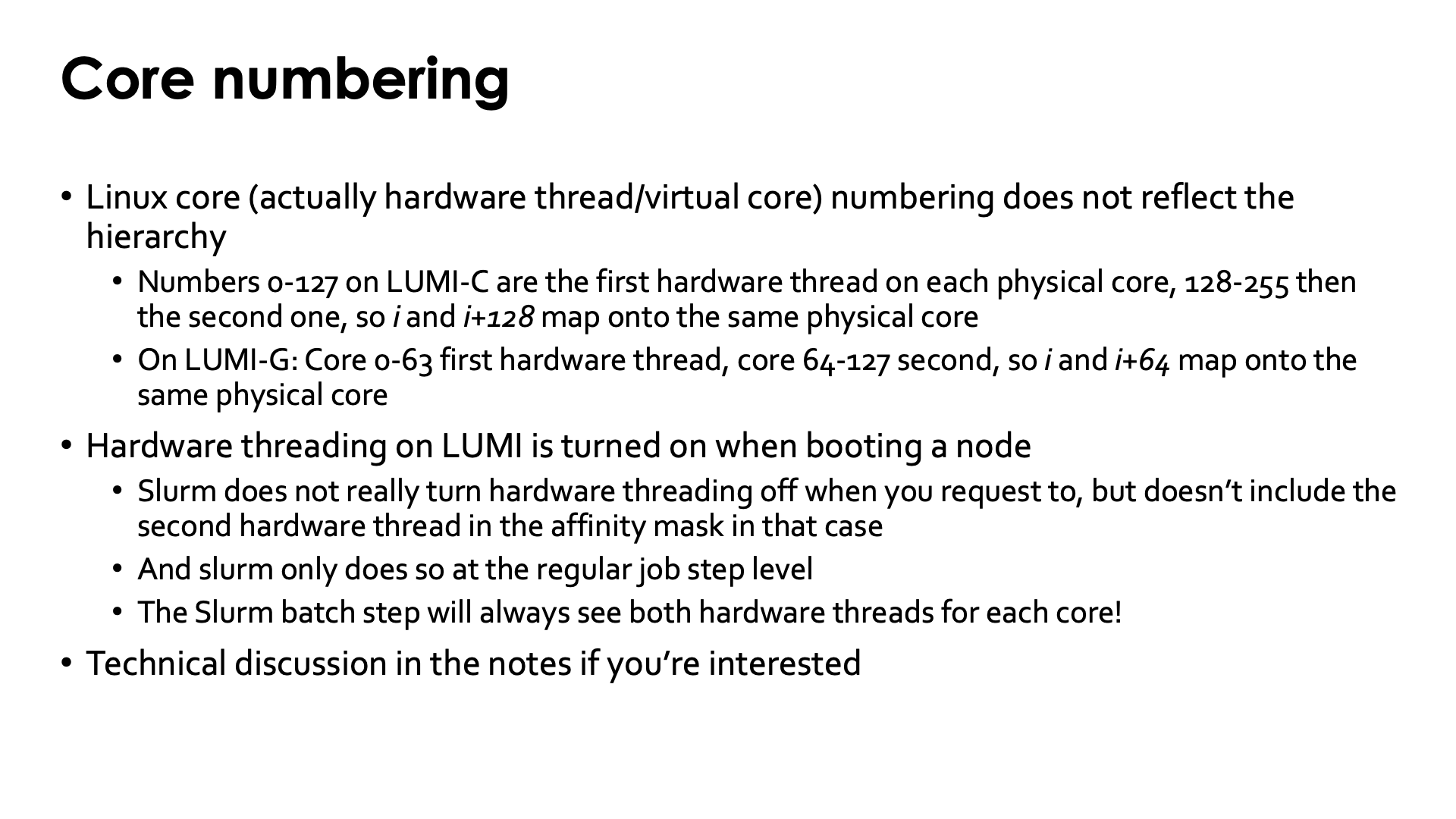 Slide Core numbering