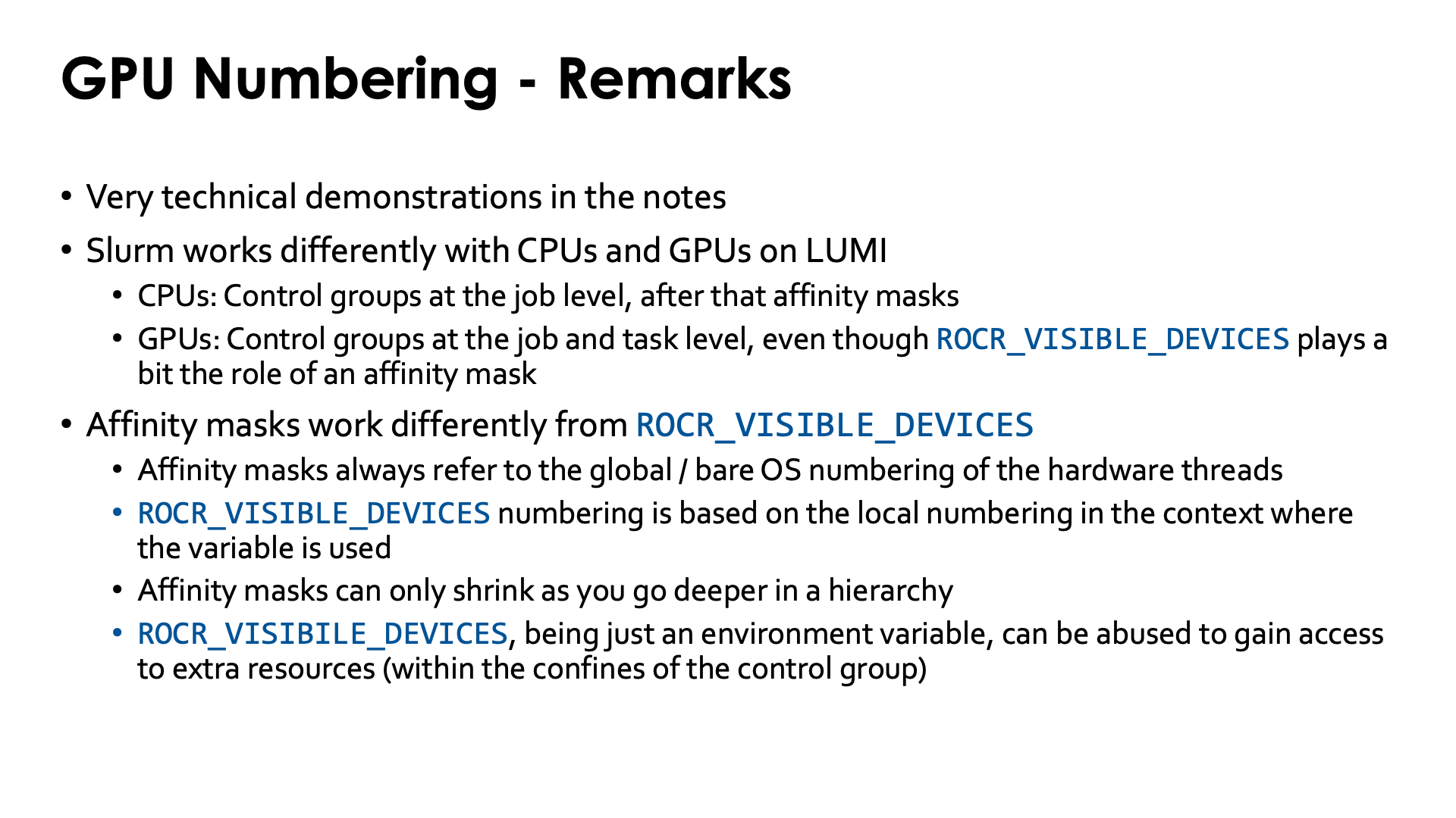 Slide GPU Numbering - Remarks