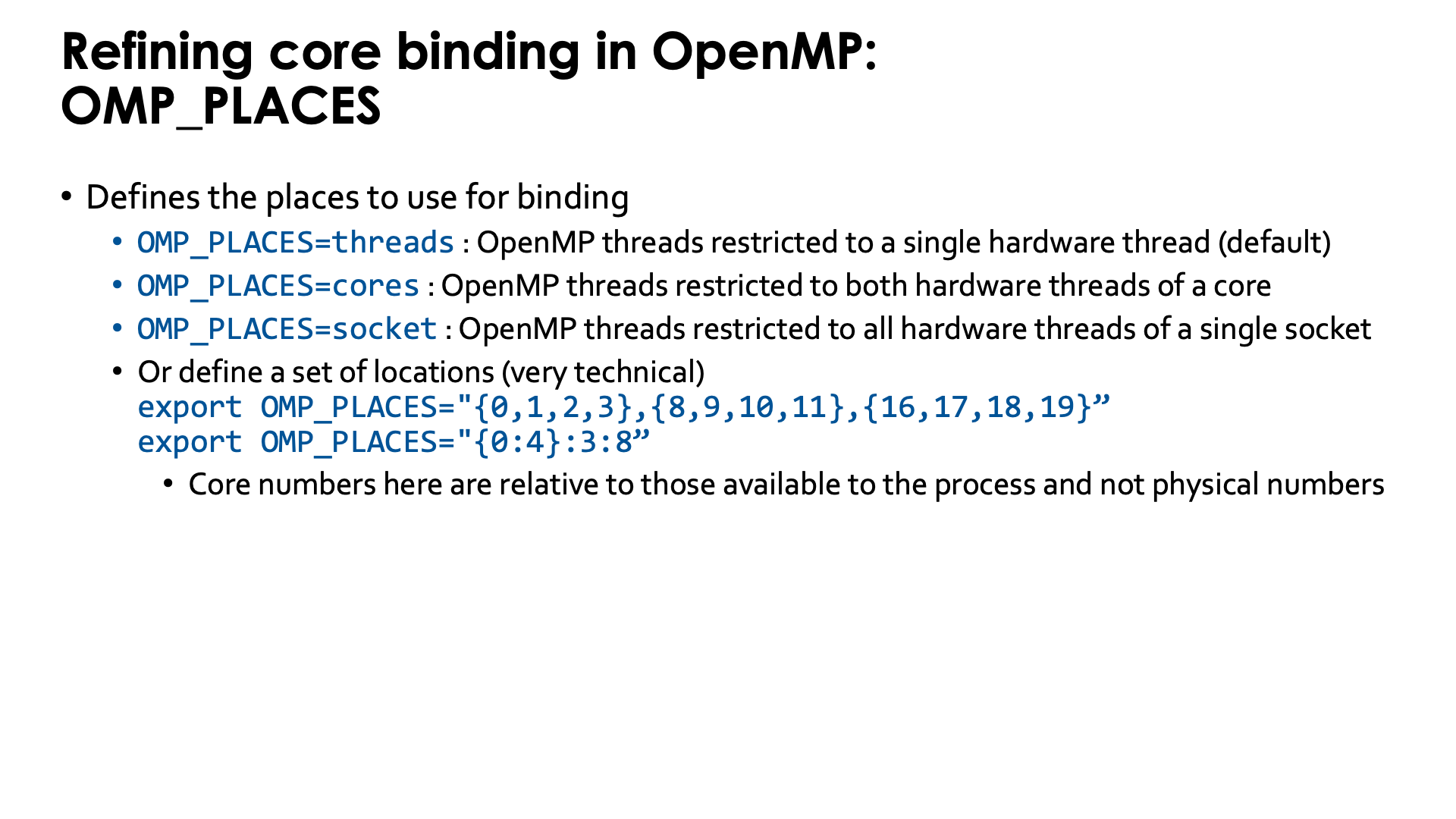 Slide Refining core binding in OpenMP