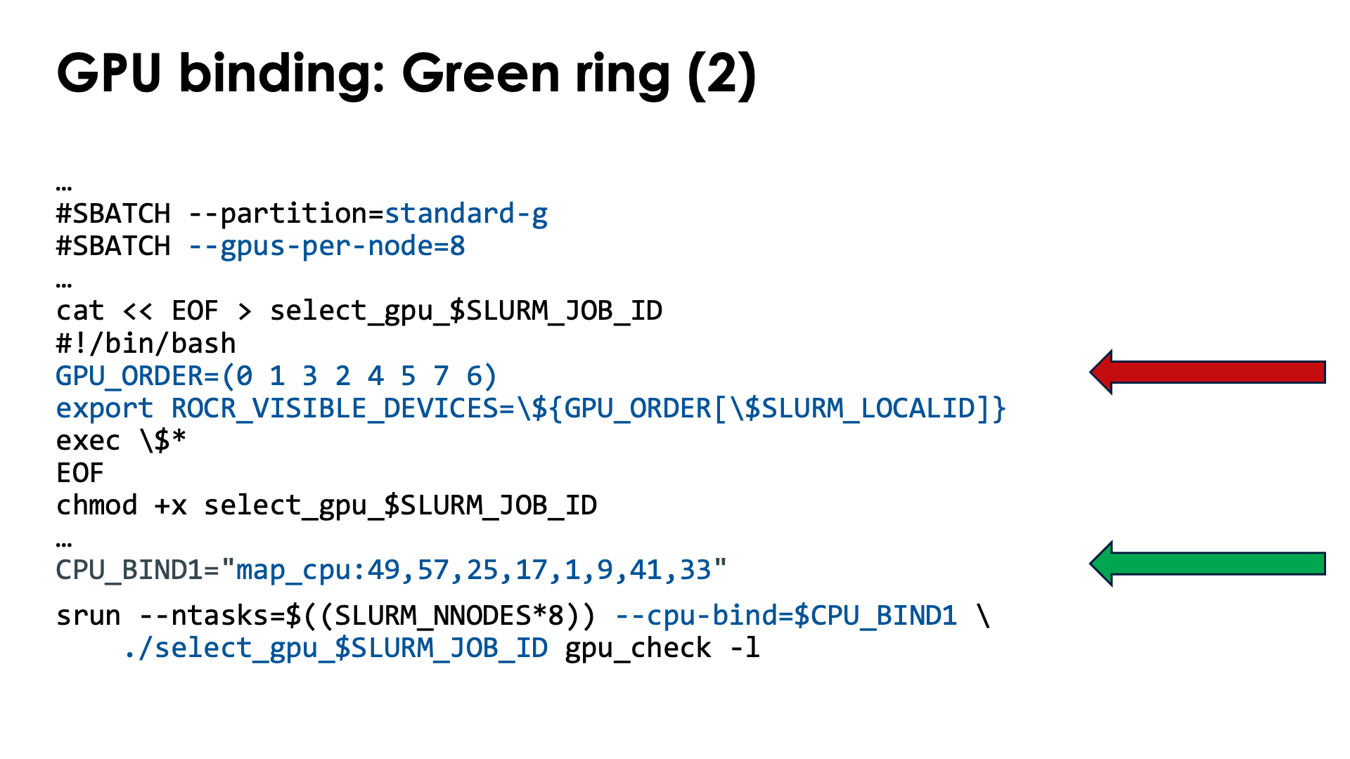 Slide GPU binding: Implementation: Green ring, OpenMP, slide 2