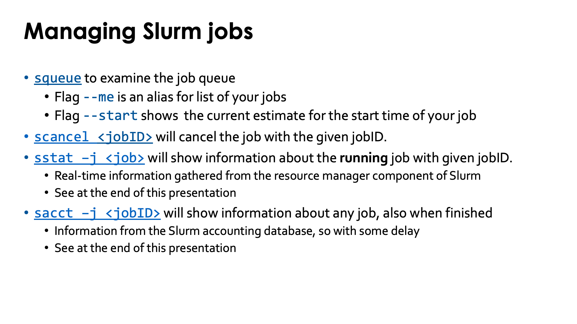 Slide MAnaging Slurm jobs