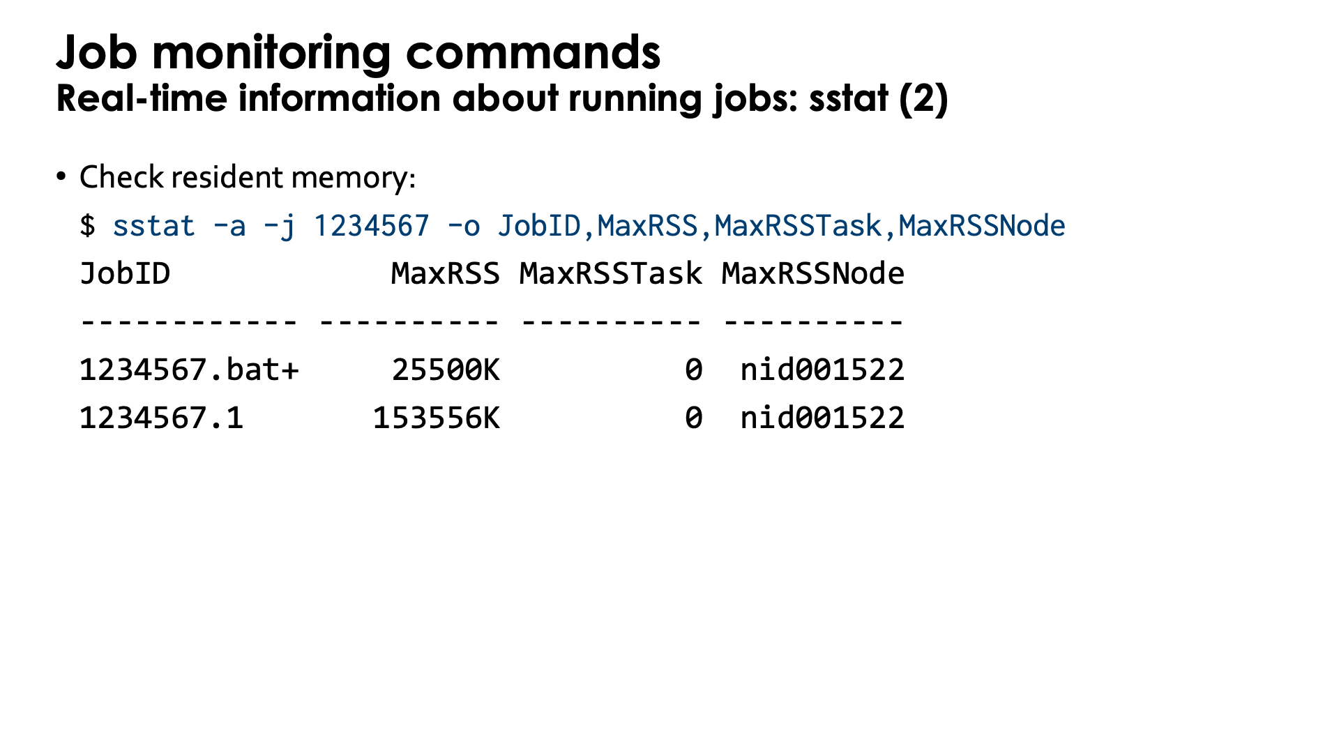 Slide Job monitoring with sstat 2