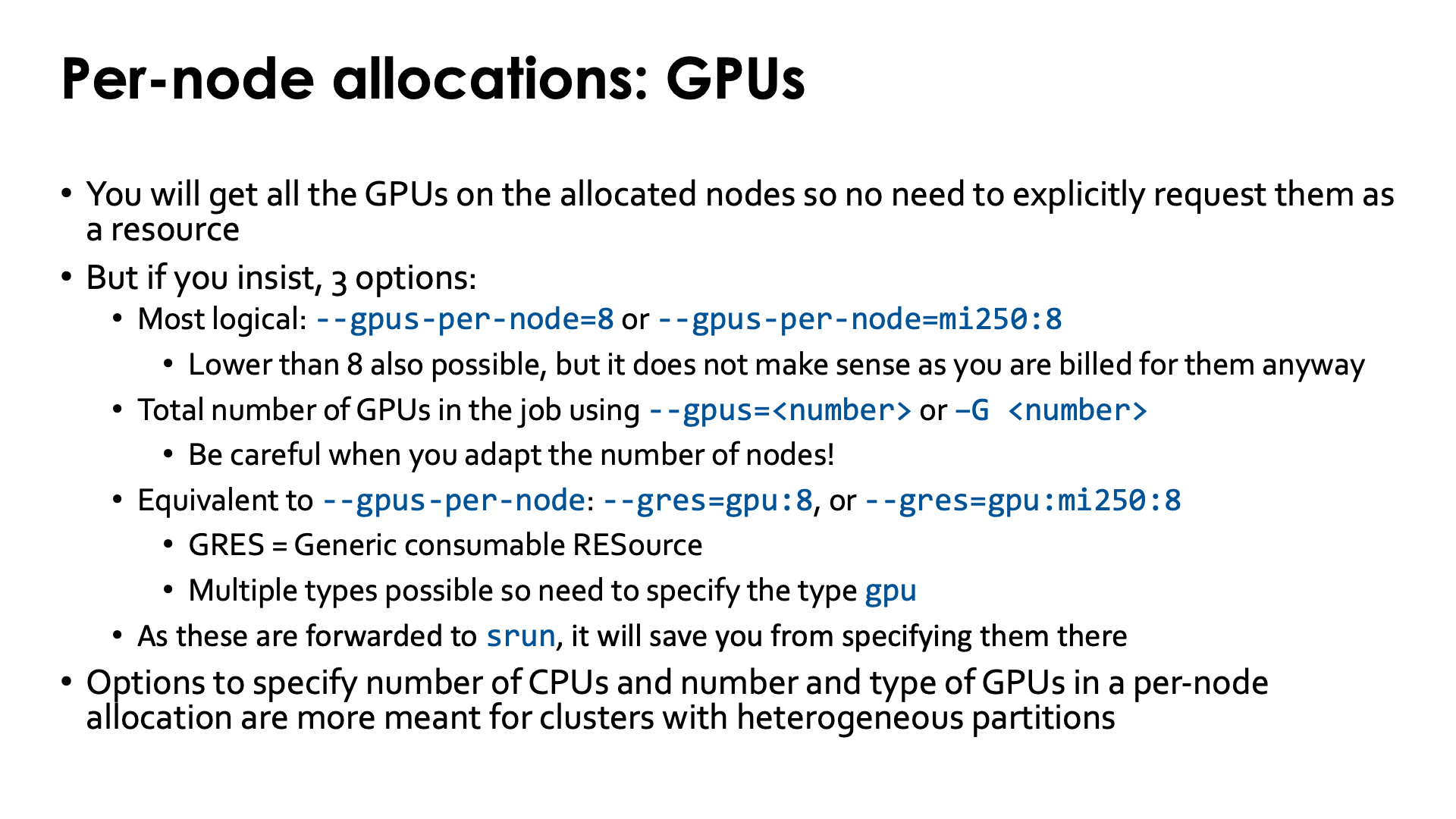 Slide Per-node allocations: GPUs