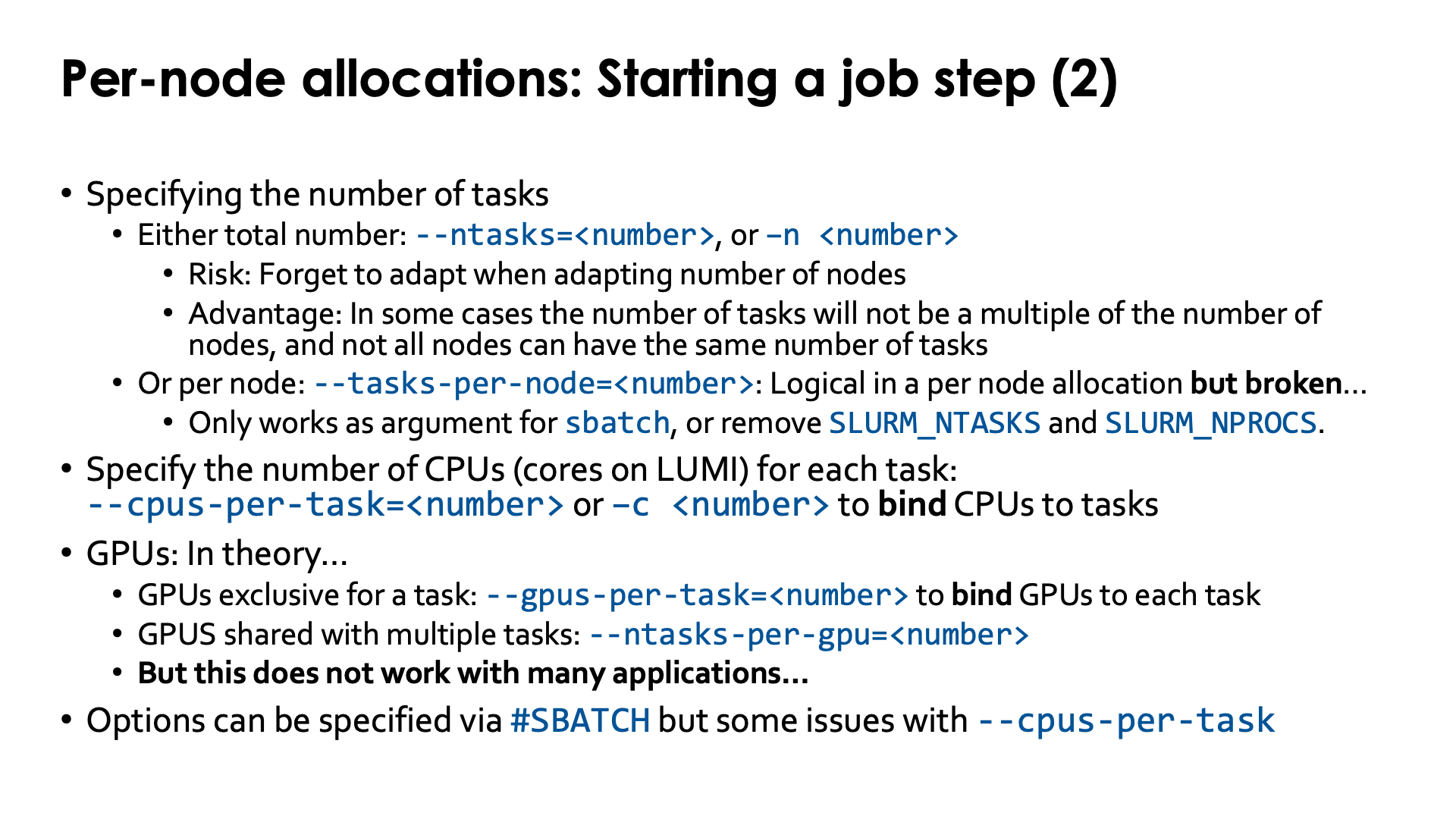 Slide Per-node allocations: Starting a job step (2)