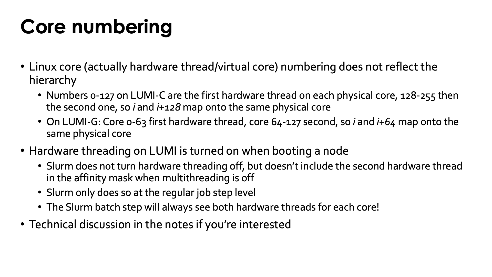 Slide Core numbering