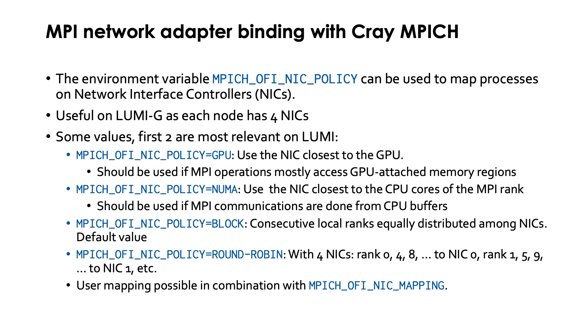 Slide MPI network adapter binding with Cray MPICH