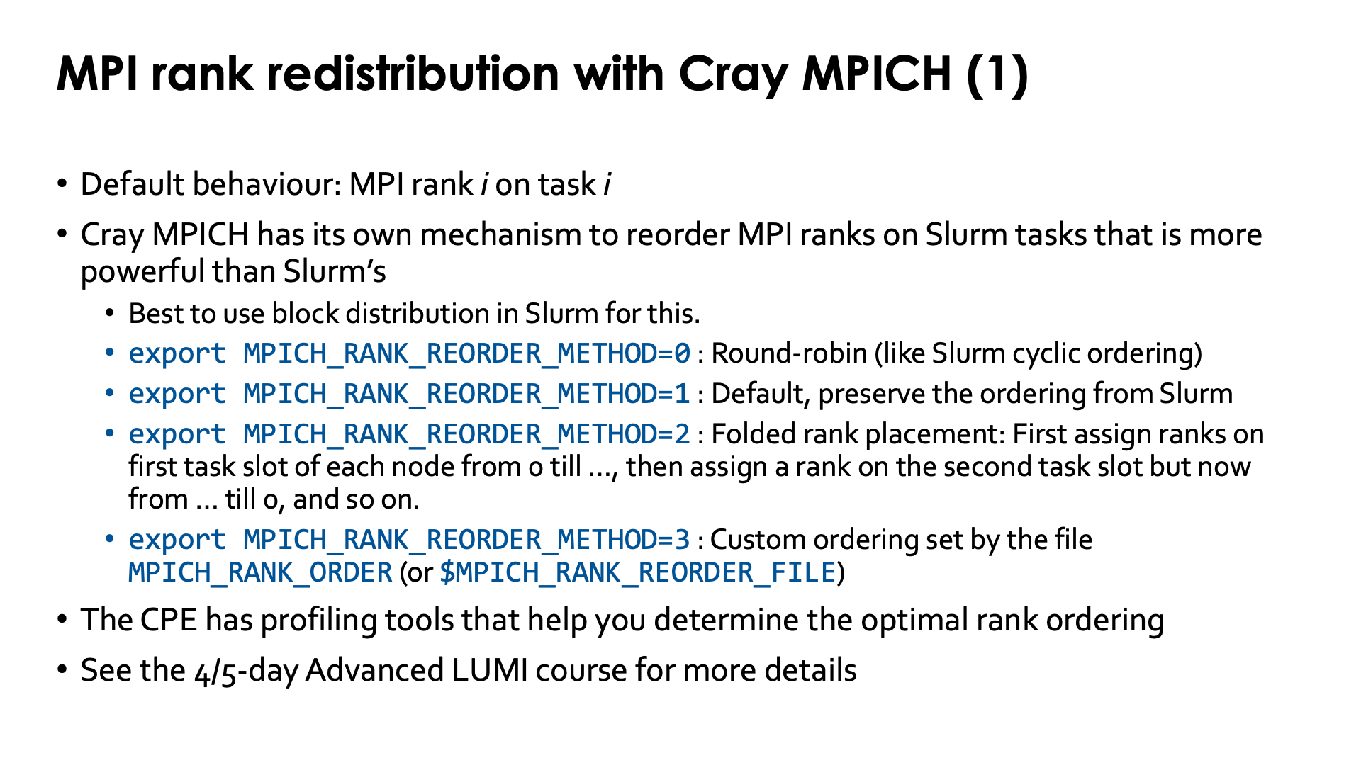 Slide MPI rank redistribution with Cray MPICH (1)