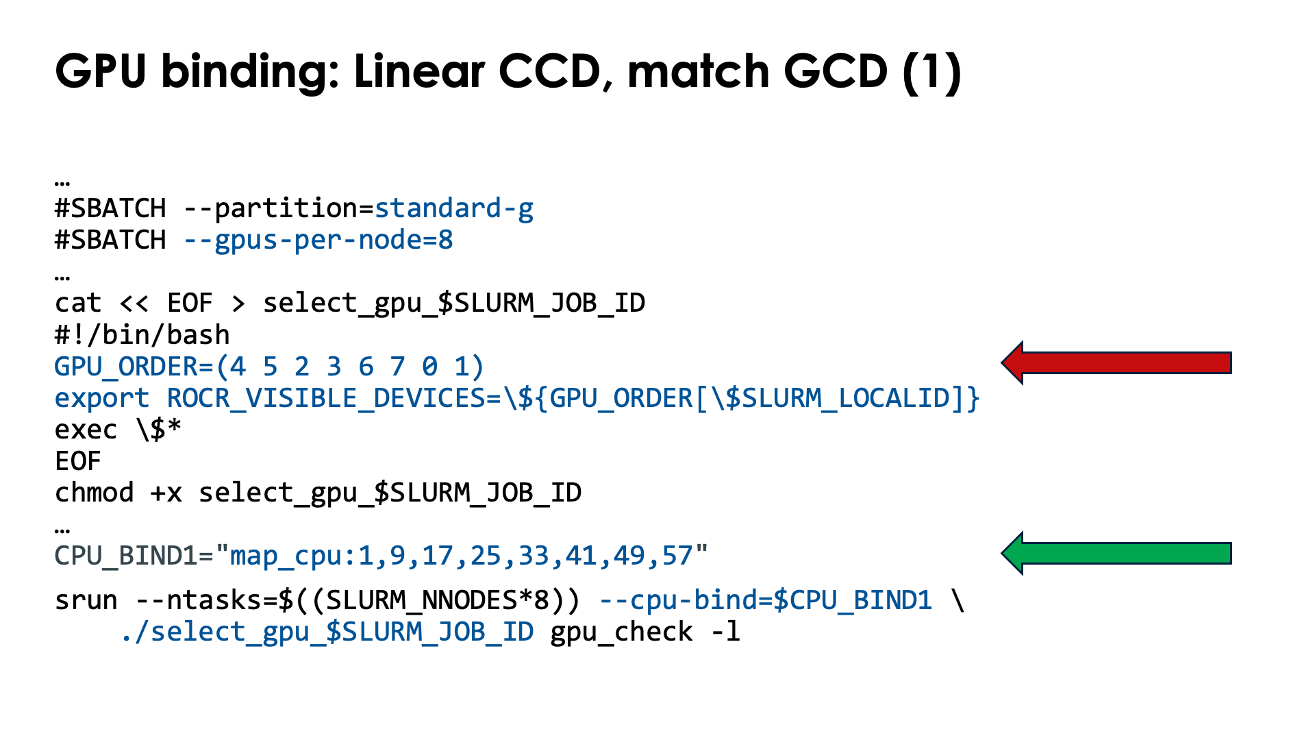 Slide GPU binding: Implementation: Linear CCD, match GCD, no OpenMP