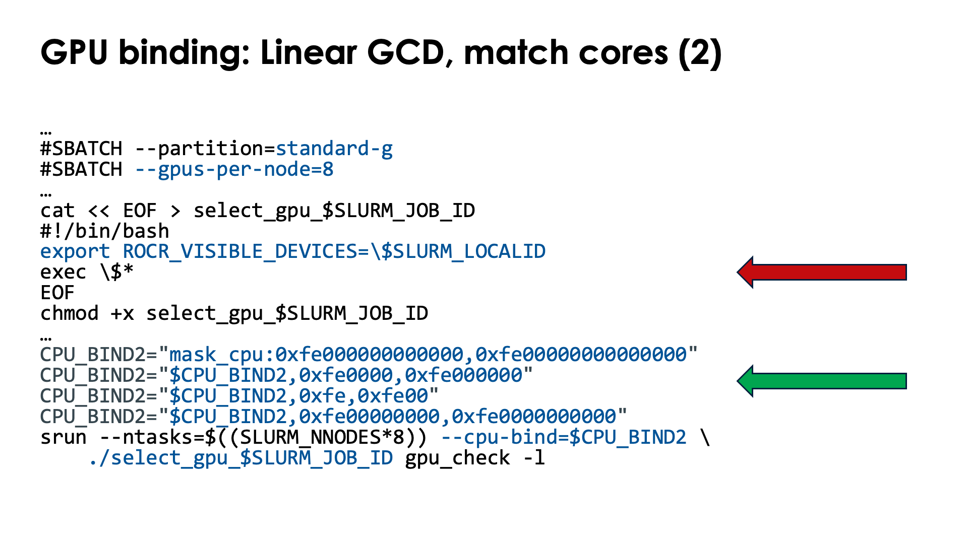 Slide GPU binding: Implementation: Linear GCD, match CPU, OpenMP