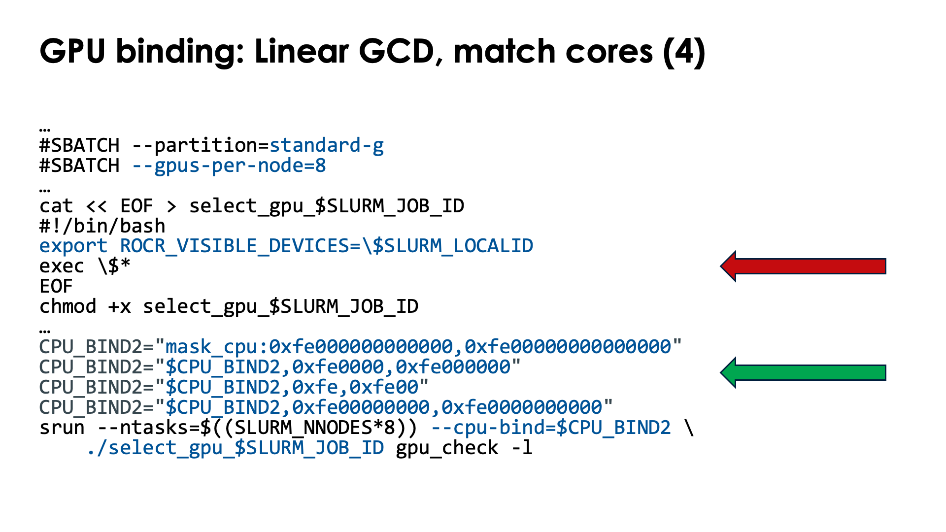 Slide GPU binding: Implementation: Linear GCD, match CPU, OpenMP