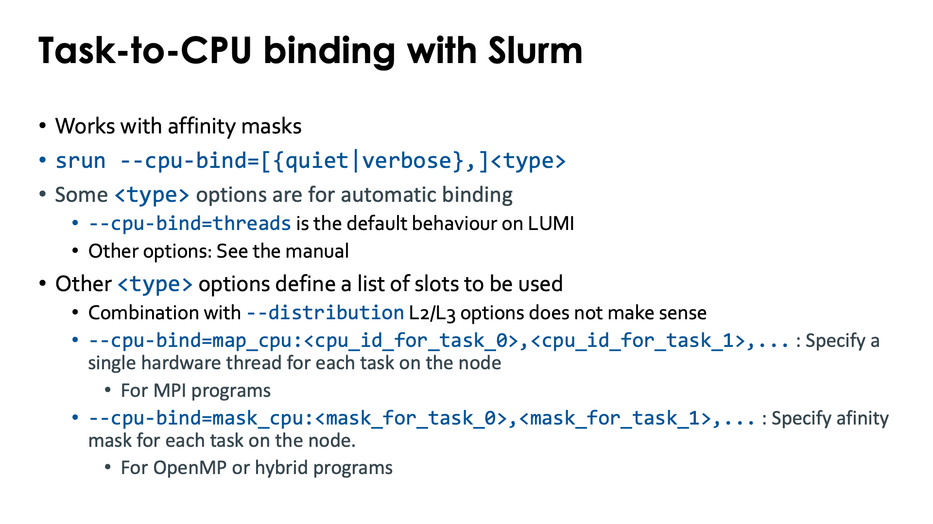 Slide Task-to-CPU binding with Slurm