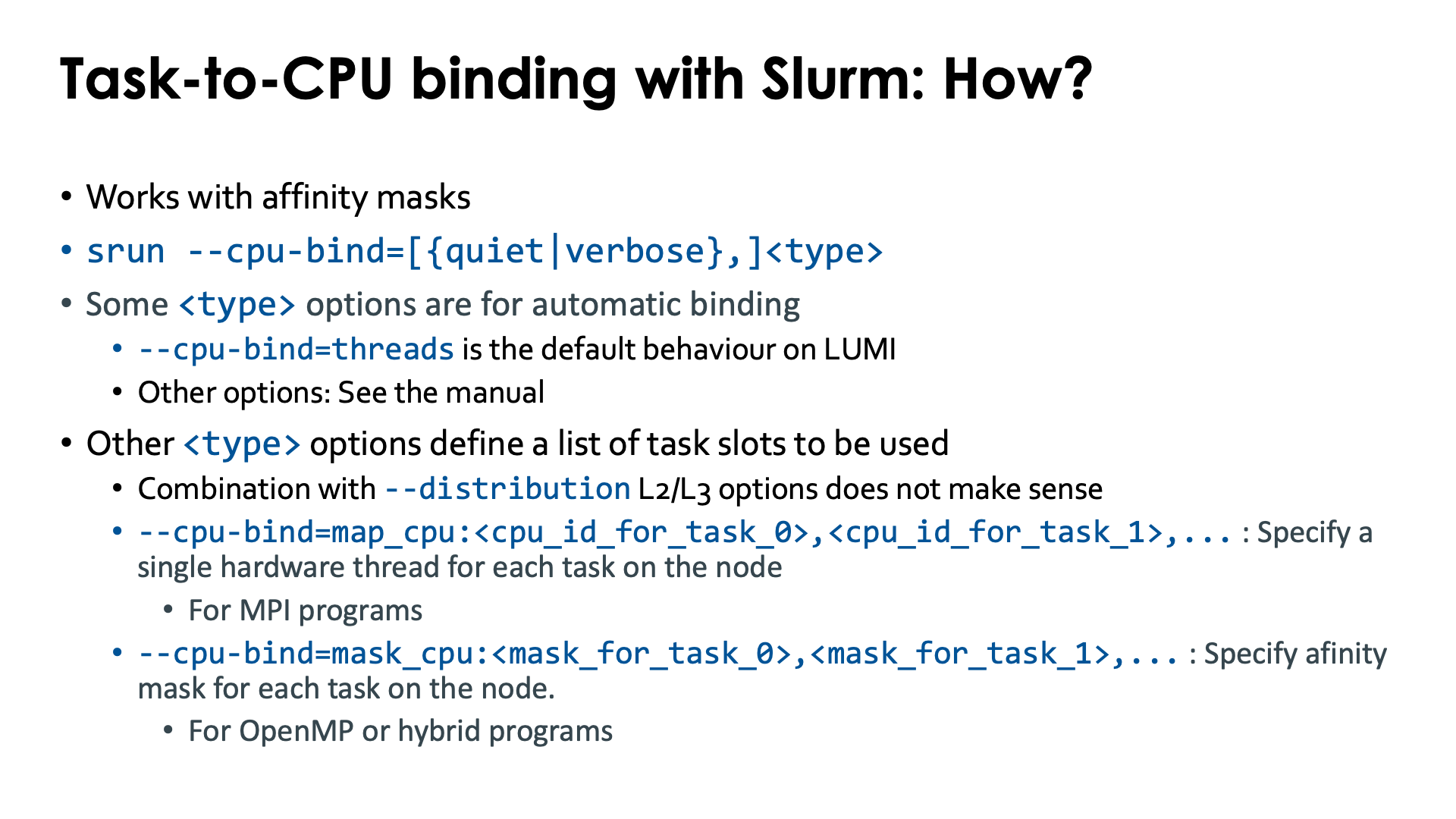 Slide Task-to-CPU binding with Slurm: How?