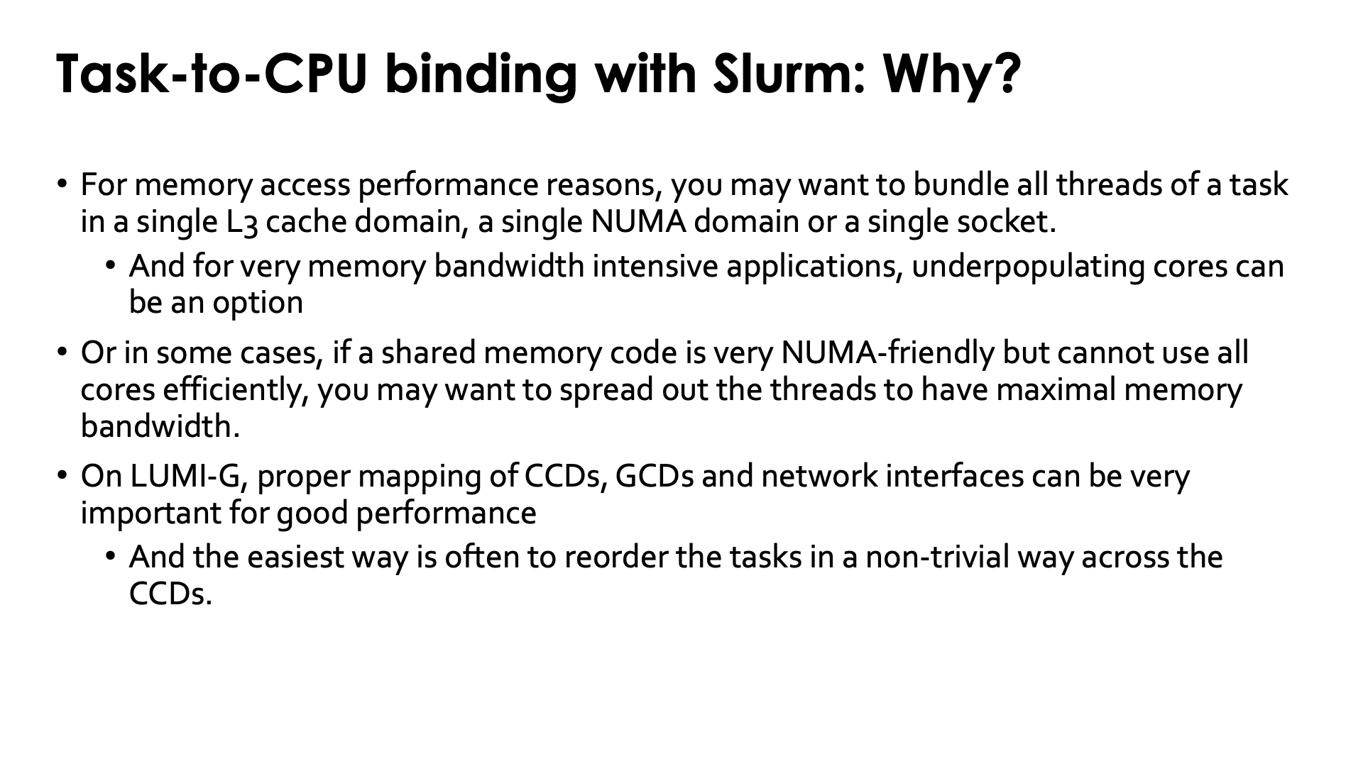 Slide Task-to-CPU binding with Slurm: Why?