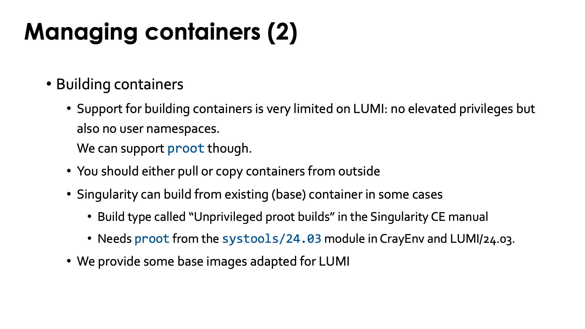 Managing containers (2)