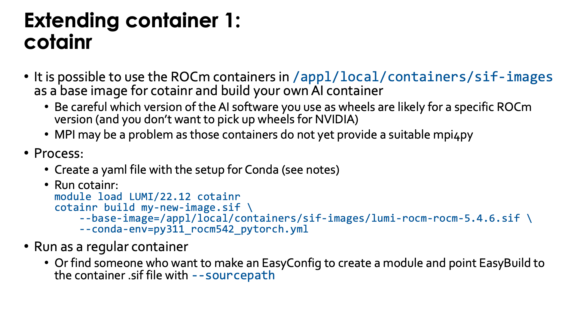 Extending containers with cotainr