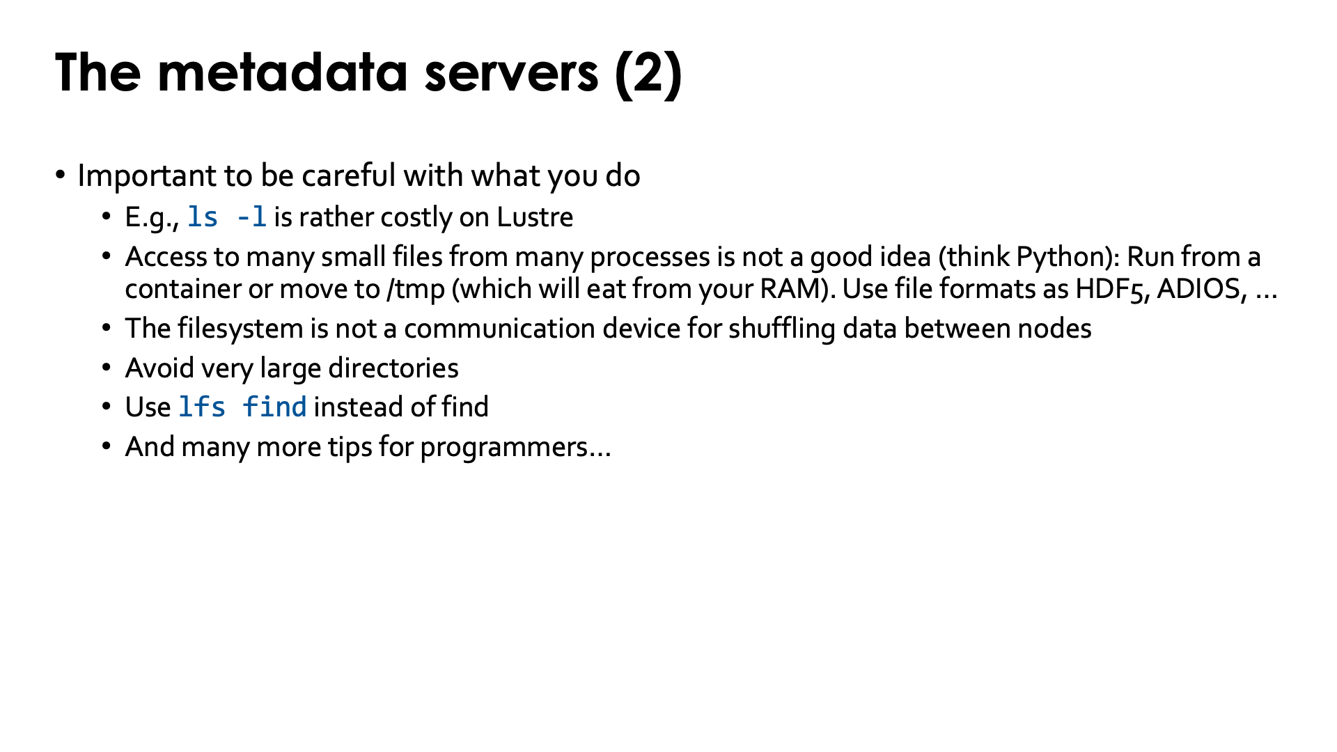 The metadata servers (1)