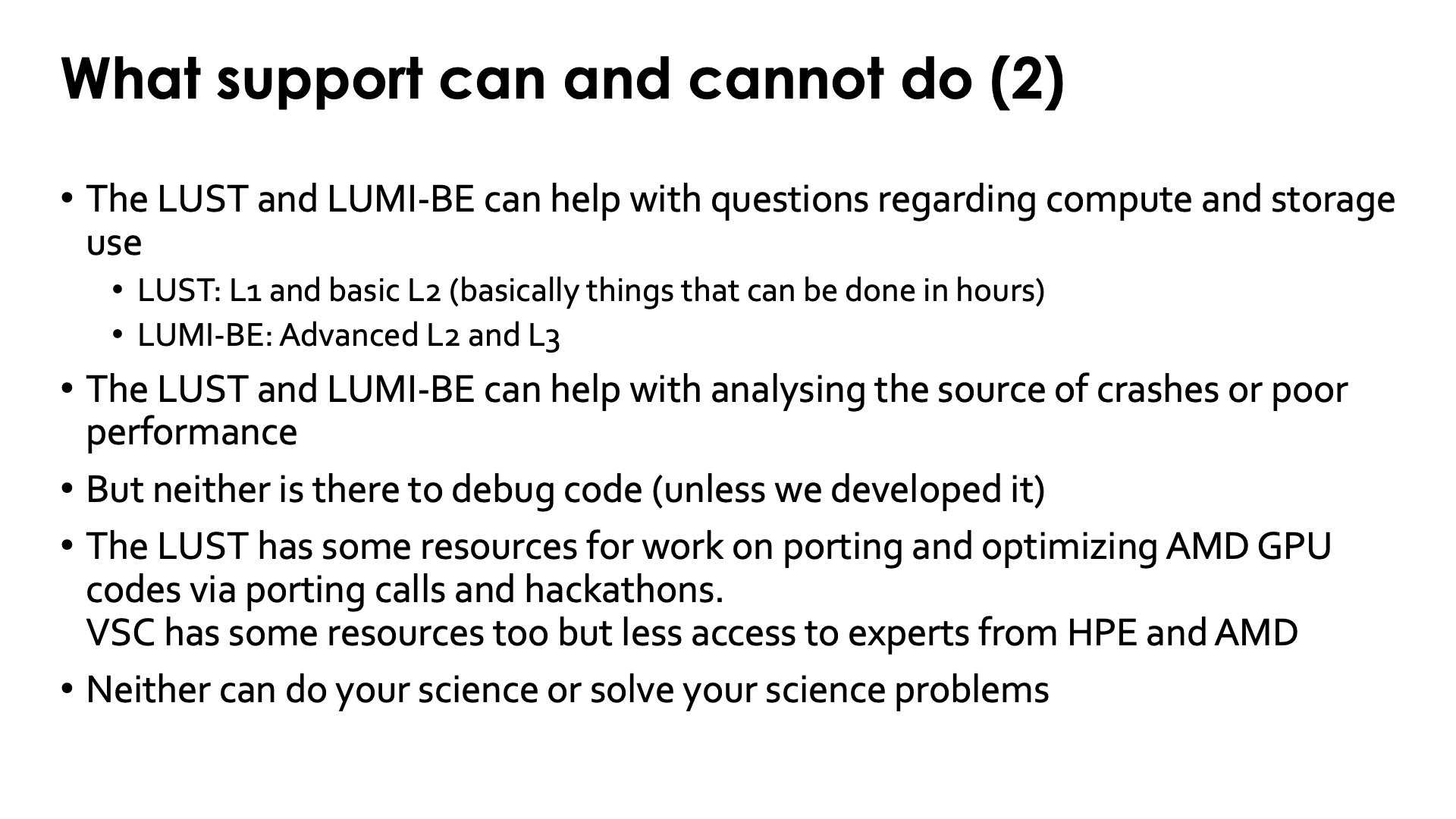 What support can and cannot do (2)