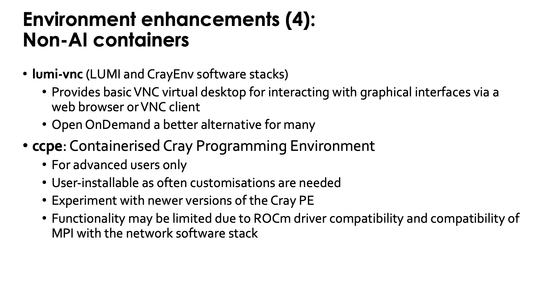 Environment enhancements (4)
