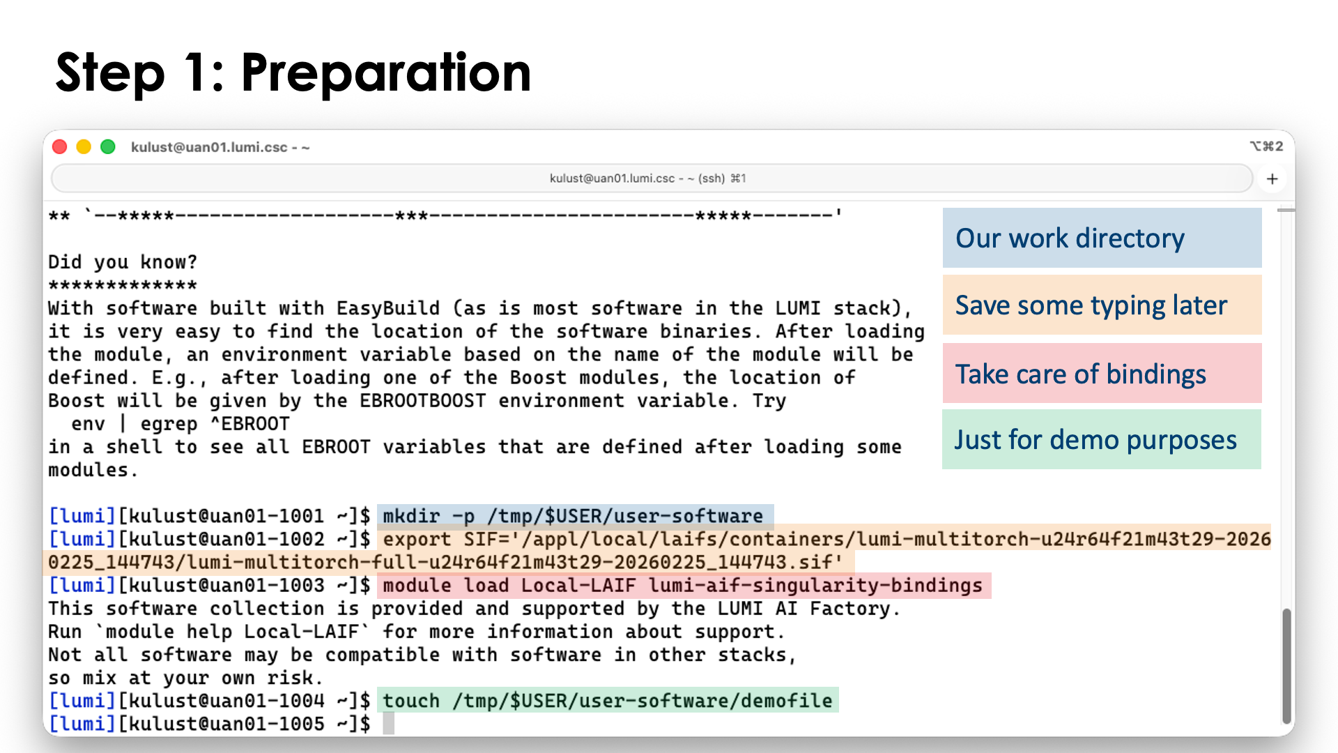 Step 1: Preparation: creating the directory