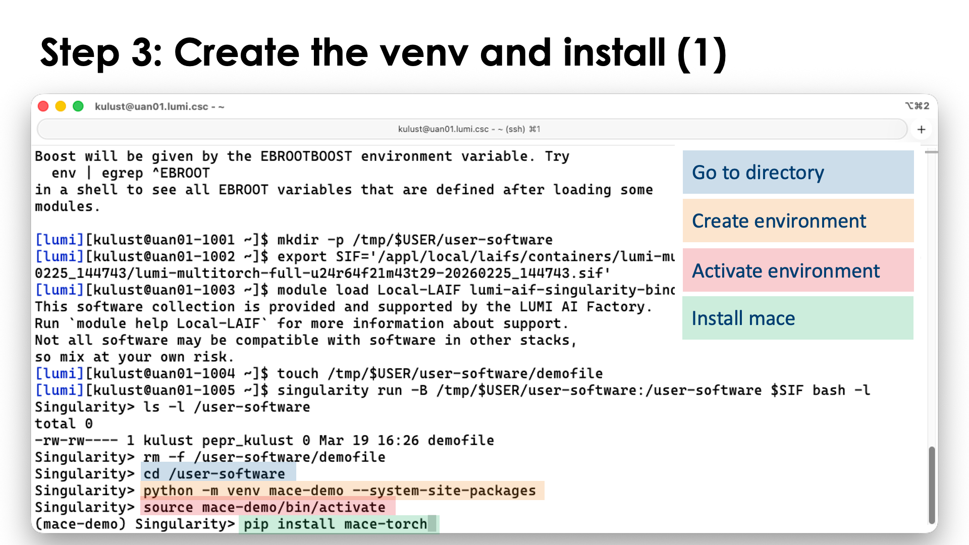 Step 3: Create the virtual directory and install the packages (1)