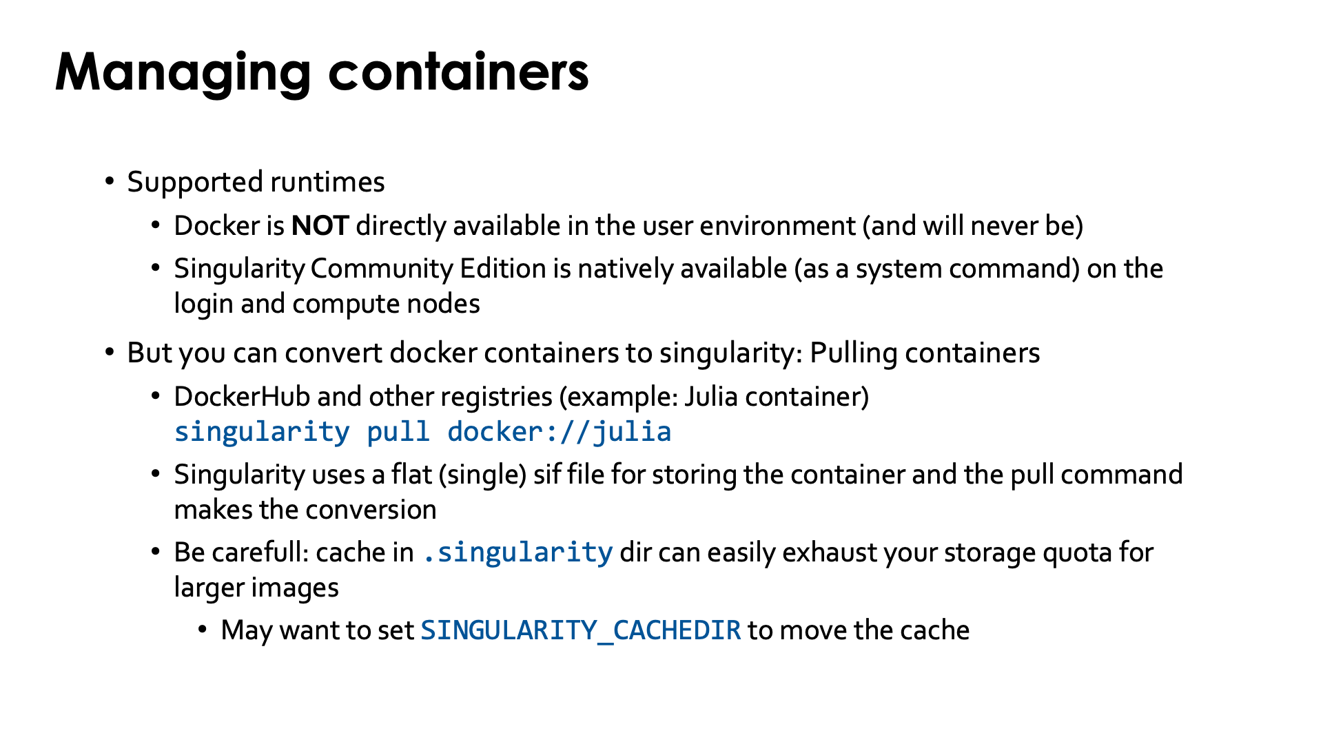 Managing containers