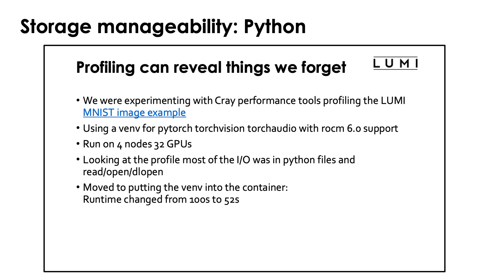 Storage manageability: Python