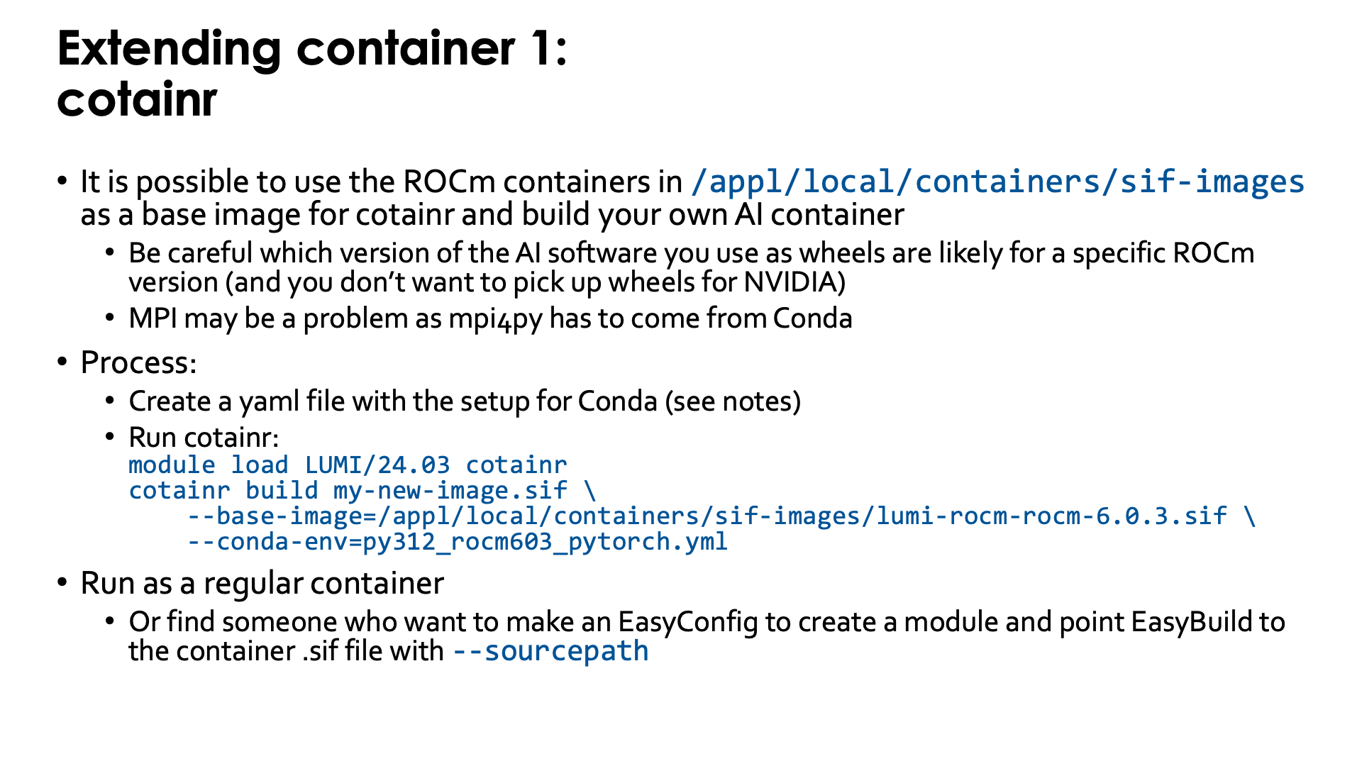 Extending containers with cotainr