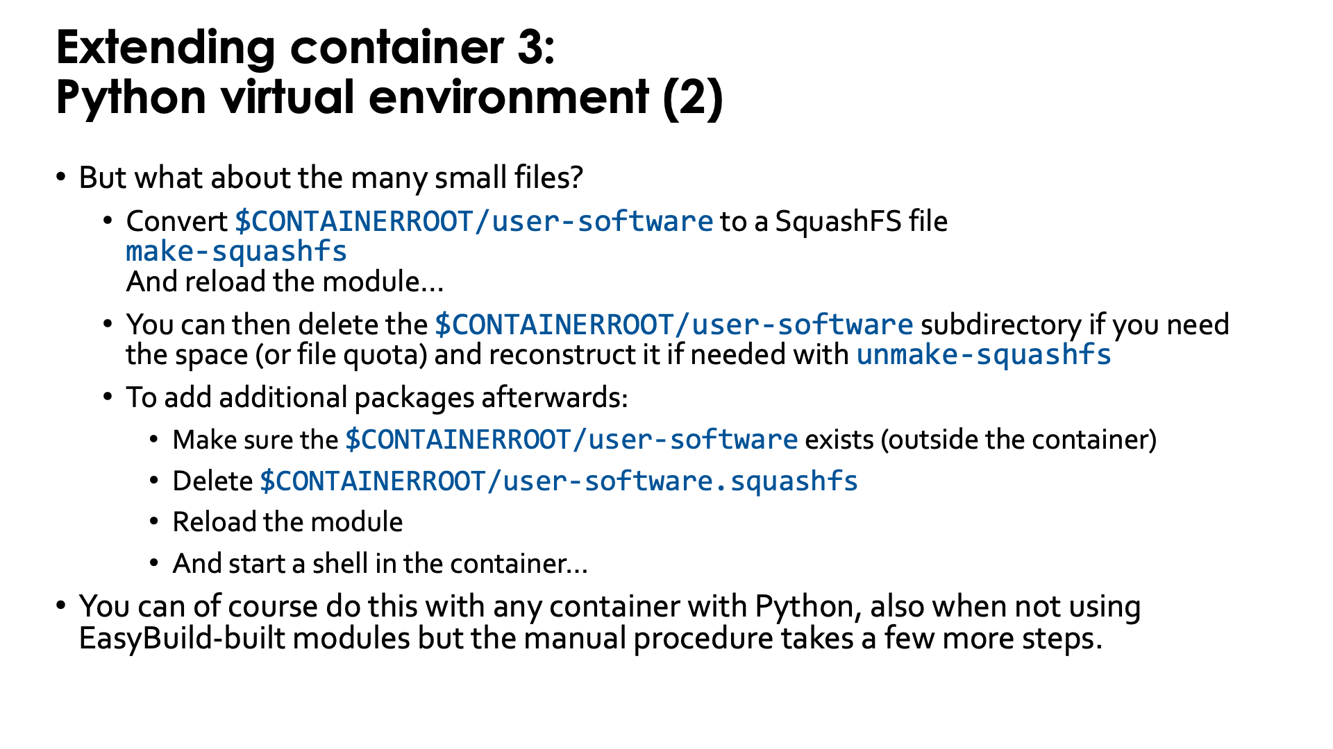 Extending the containers through a Python virtual environment - slide 2